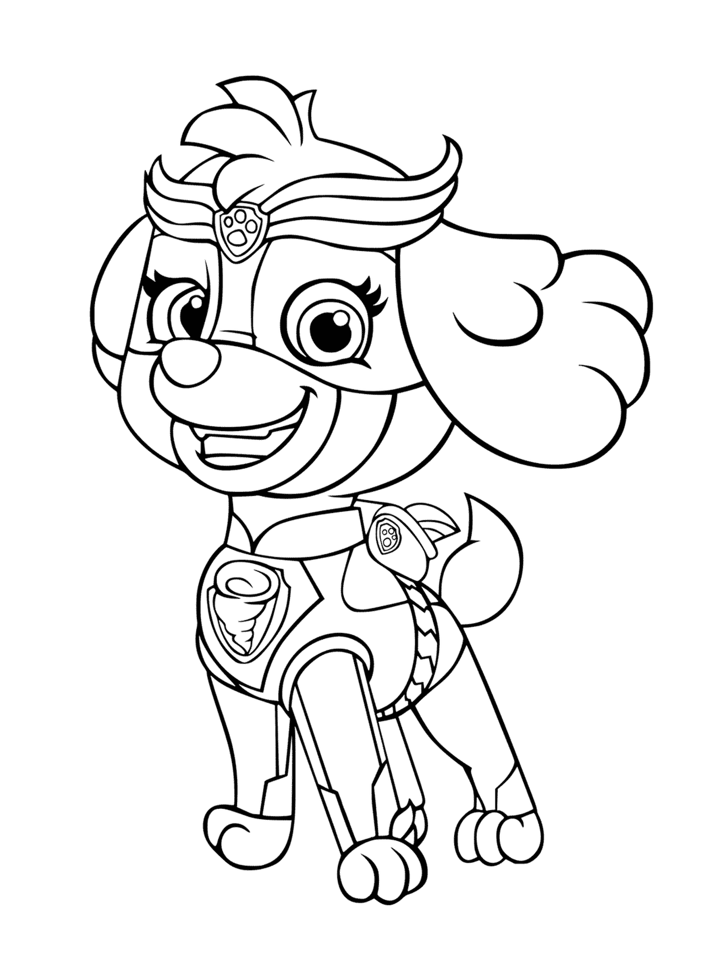 coloriage Pat Patrouille Mighty Pups Skye pour Girls