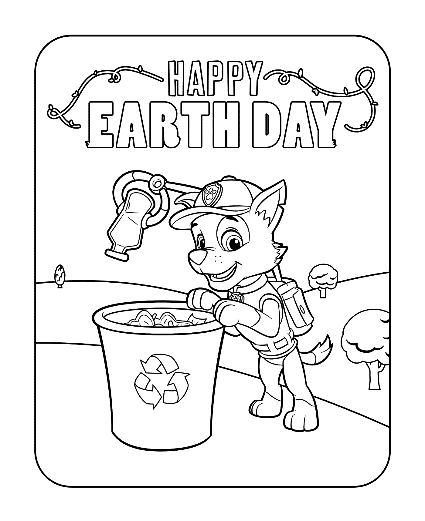 Joyeux jour de la terre et un bac de recyclage