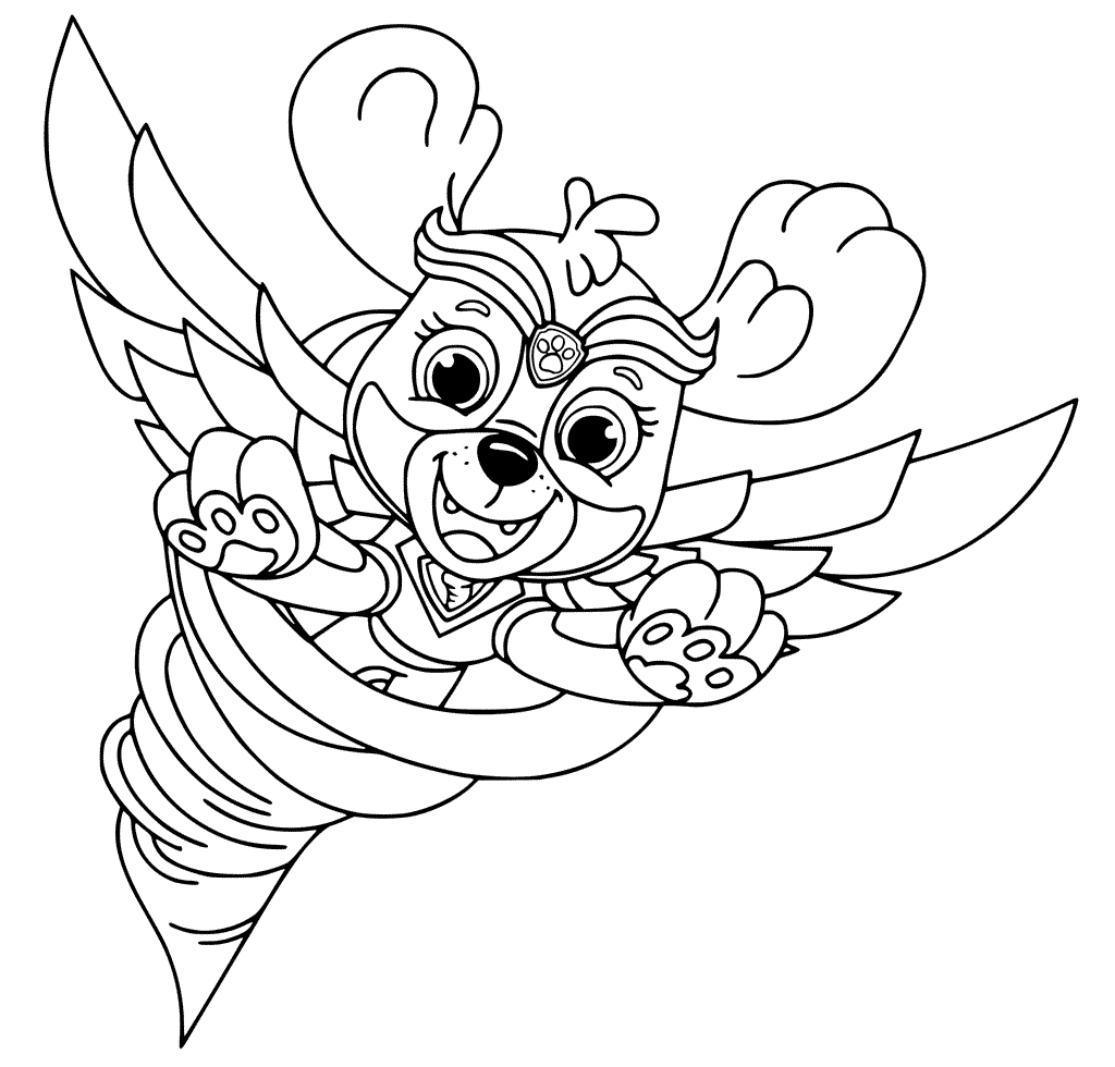 coloriage Mighty Pups Flying stella pour enfants