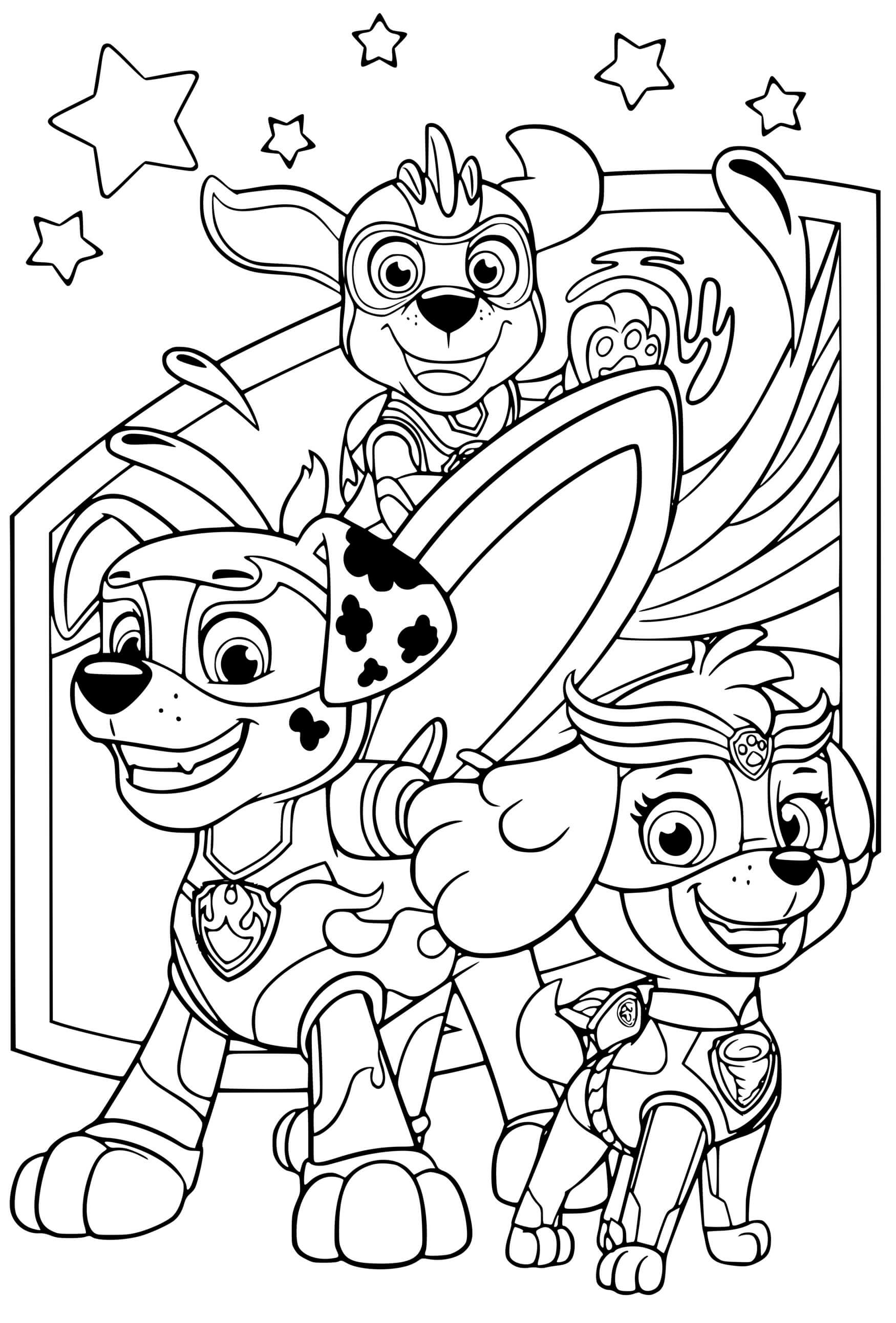 coloriage Print Pat Patrouille Mighty Pups