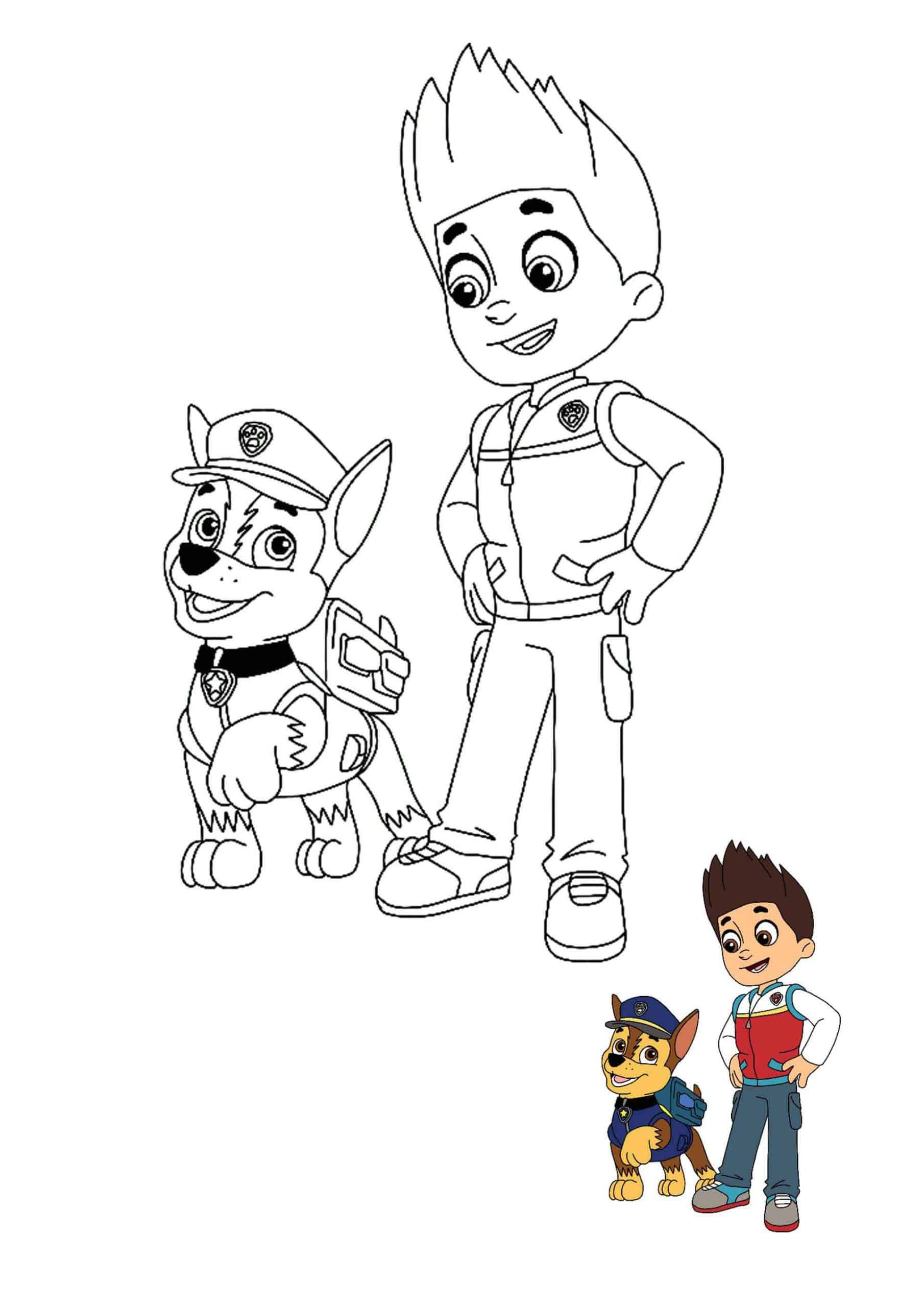 coloriage Ryder Et Chase Discutent Paw Patrol
