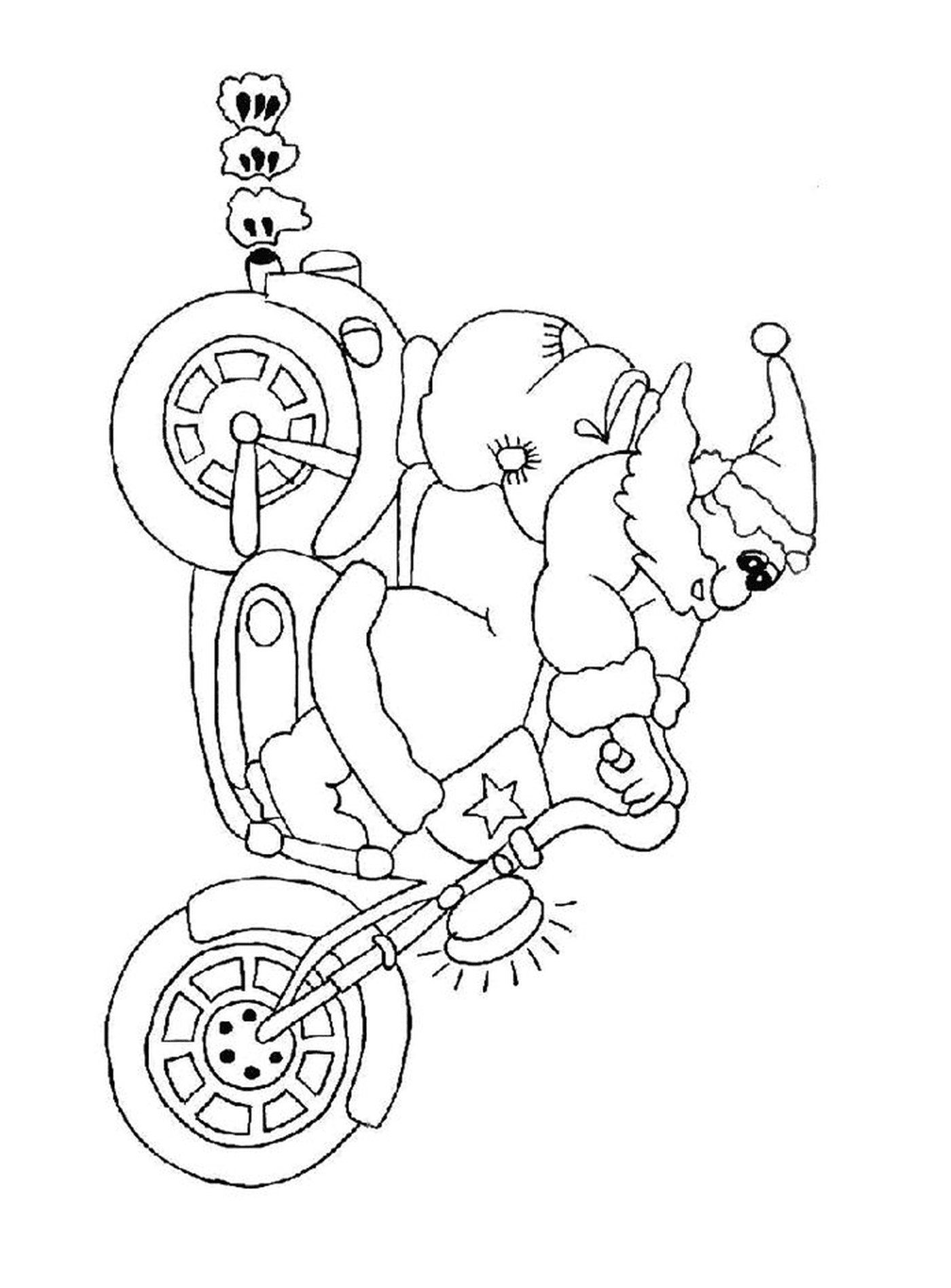 coloriage pere noel sur une moto