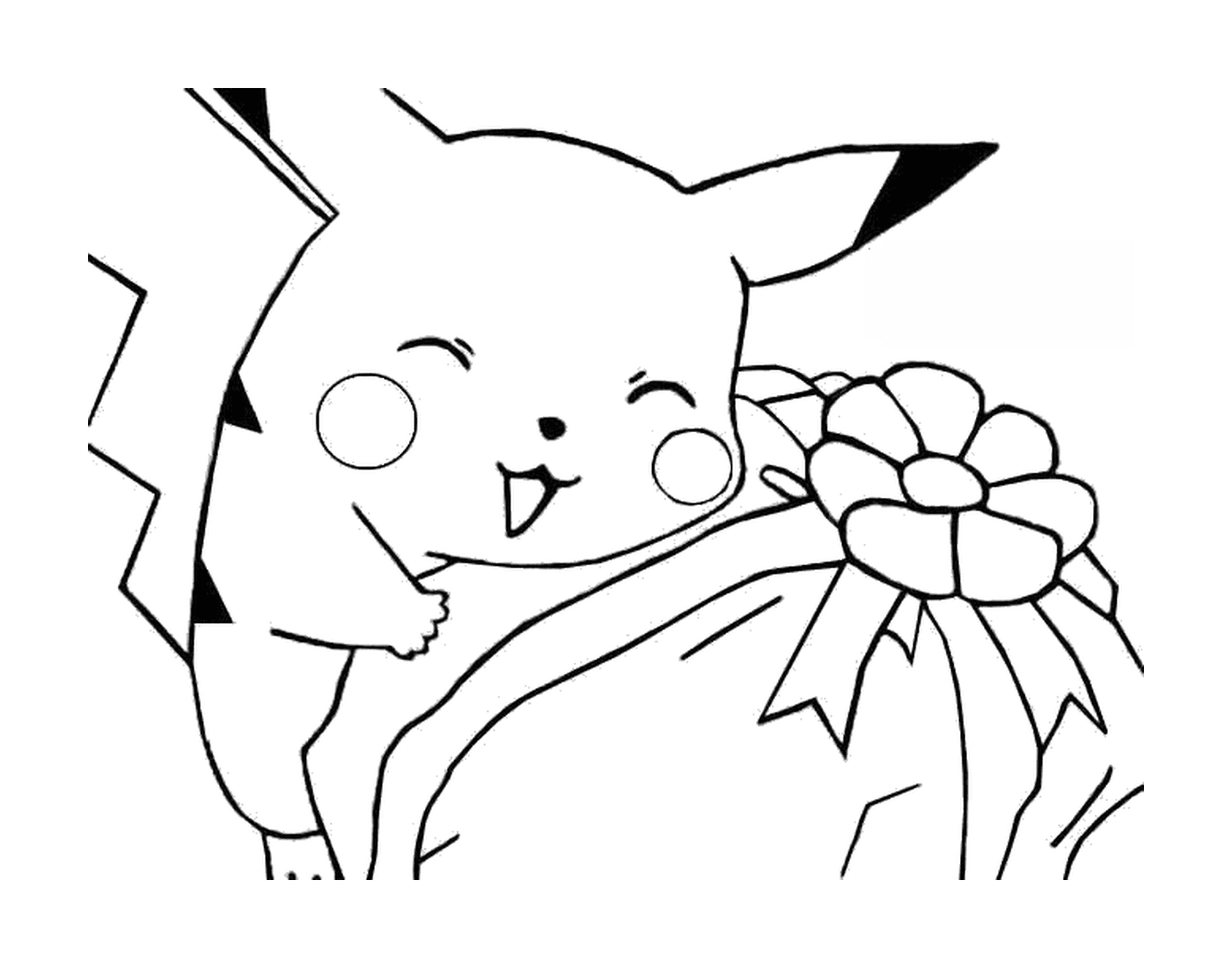 coloriage pokemon Pikachu cadeau