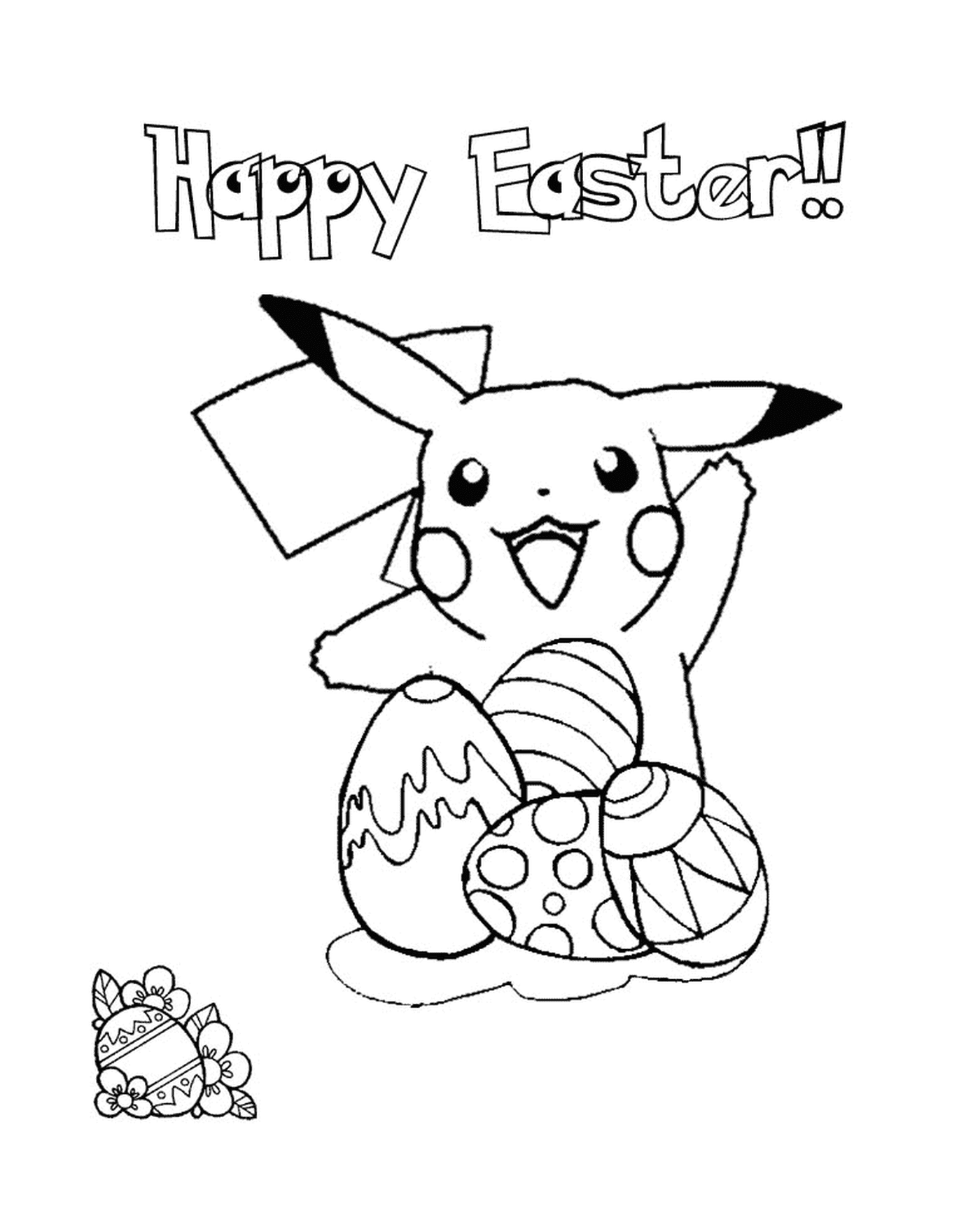 coloriage pikachu easter 2