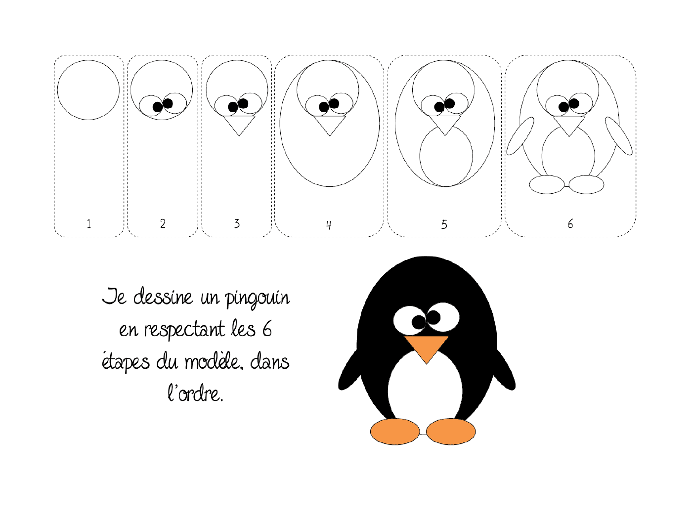 coloriage comment dessiner un pingouin