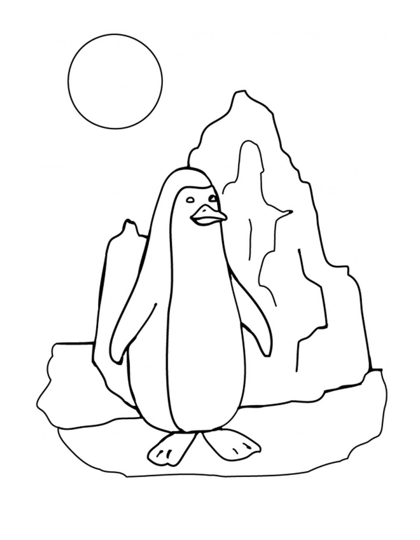 coloriage dessin pingouin banquise soleil