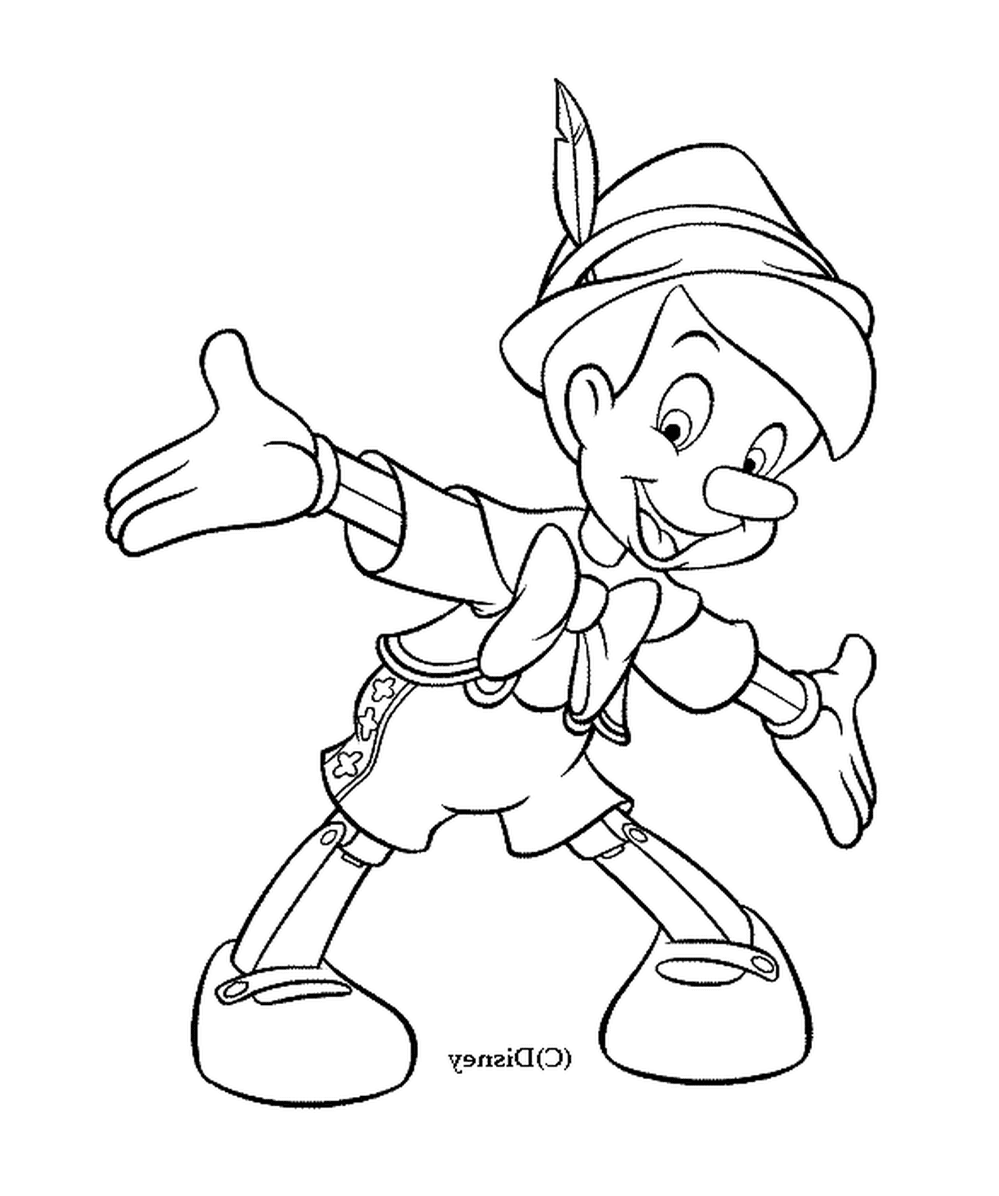 coloriage dessin de Pinocchio avec les bras grands ouverts