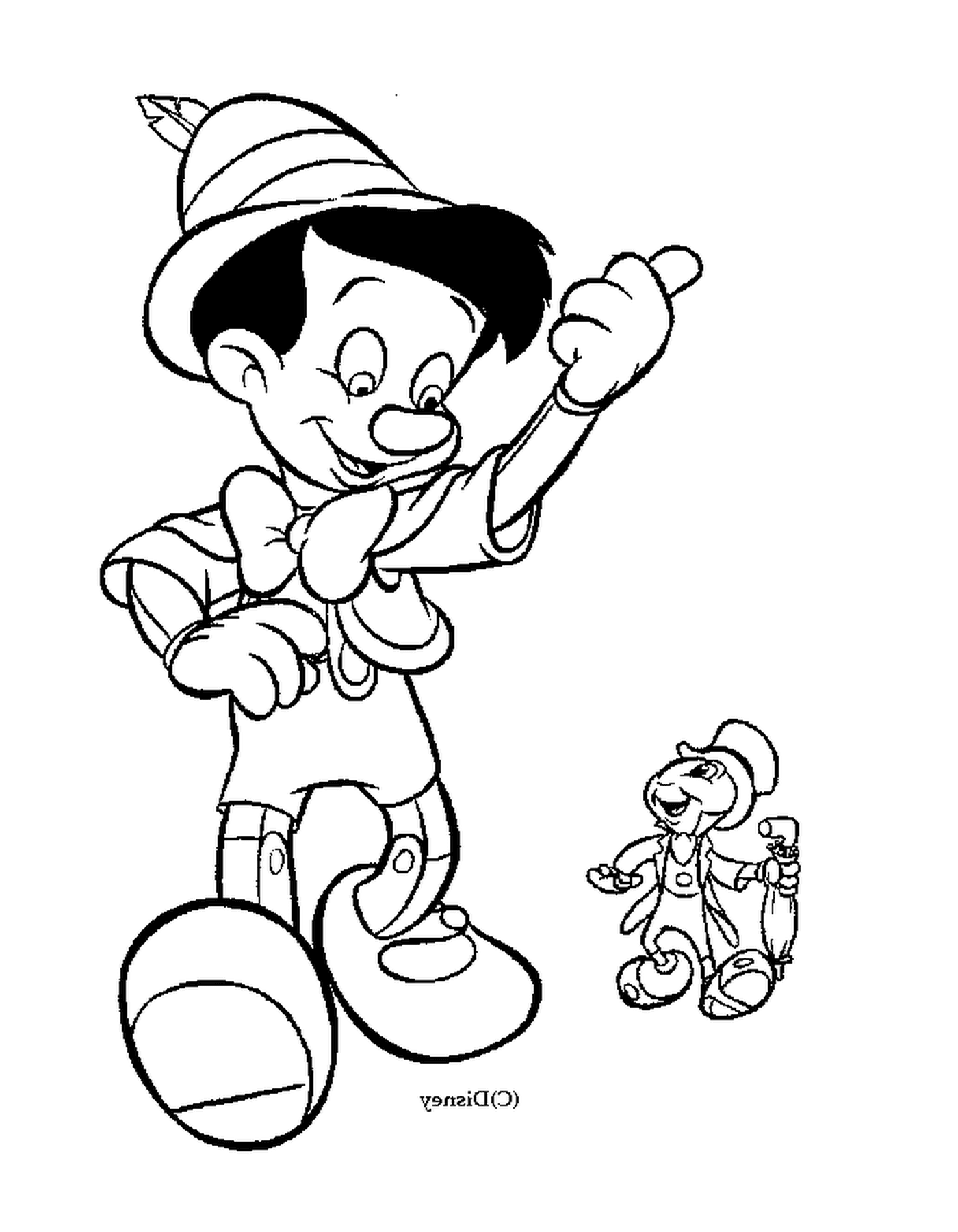coloriage Pinocchio et Jiminy