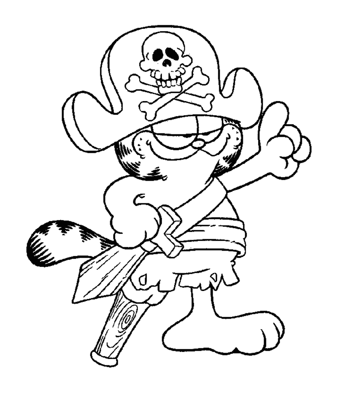 coloriage Garfield en pirate