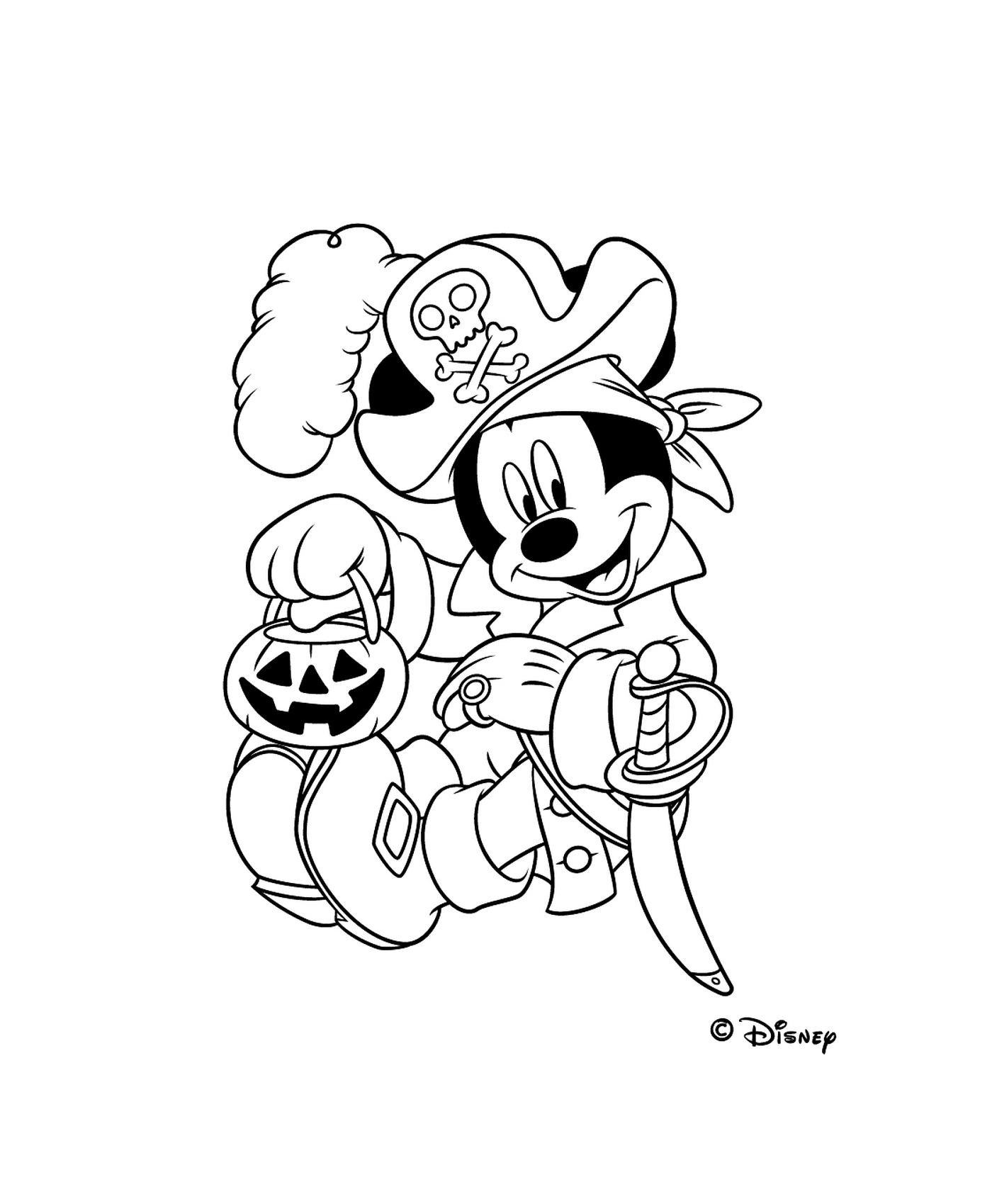 coloriage mickey mouse pirate disney
