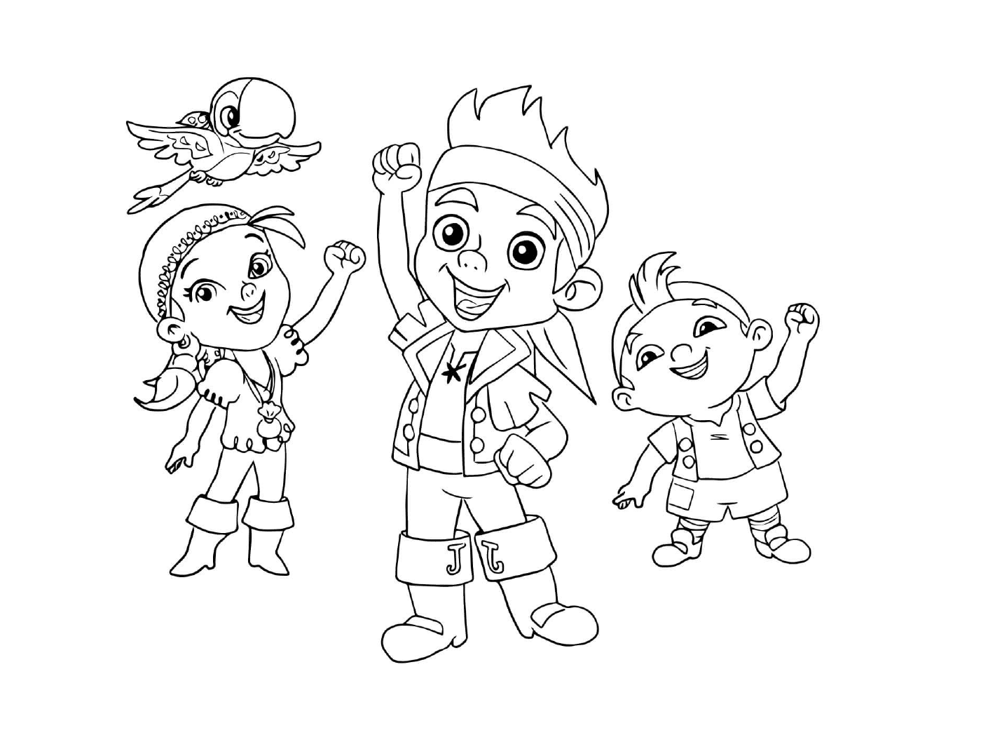 coloriage jake izzy cubby et skully pirate enfant