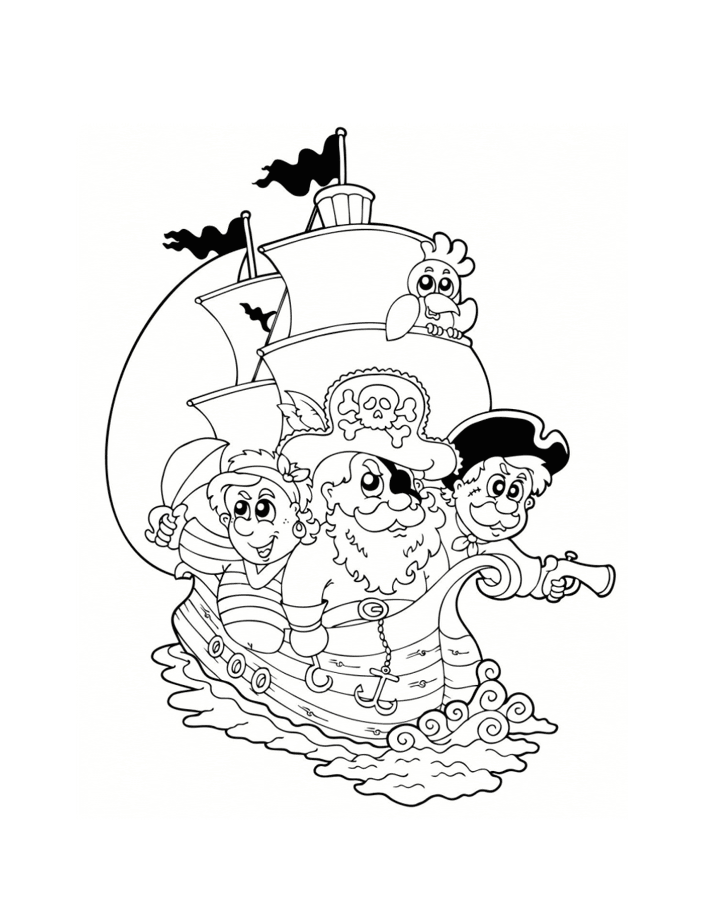 des pirates dans un bateau en aventure