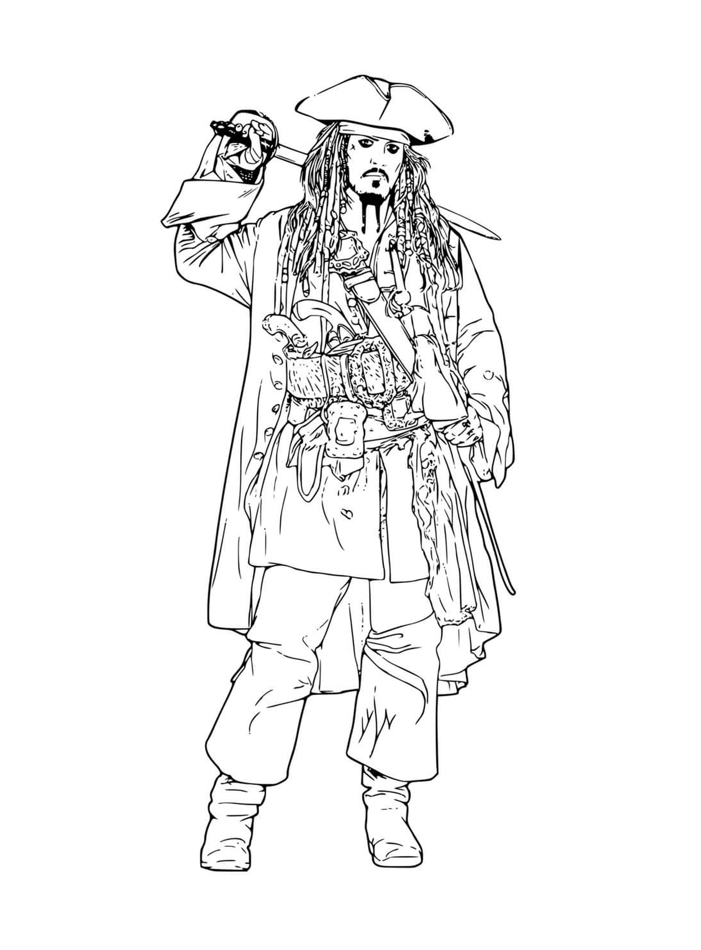 coloriage pirate des caraibes capitaine Jack Sparrow