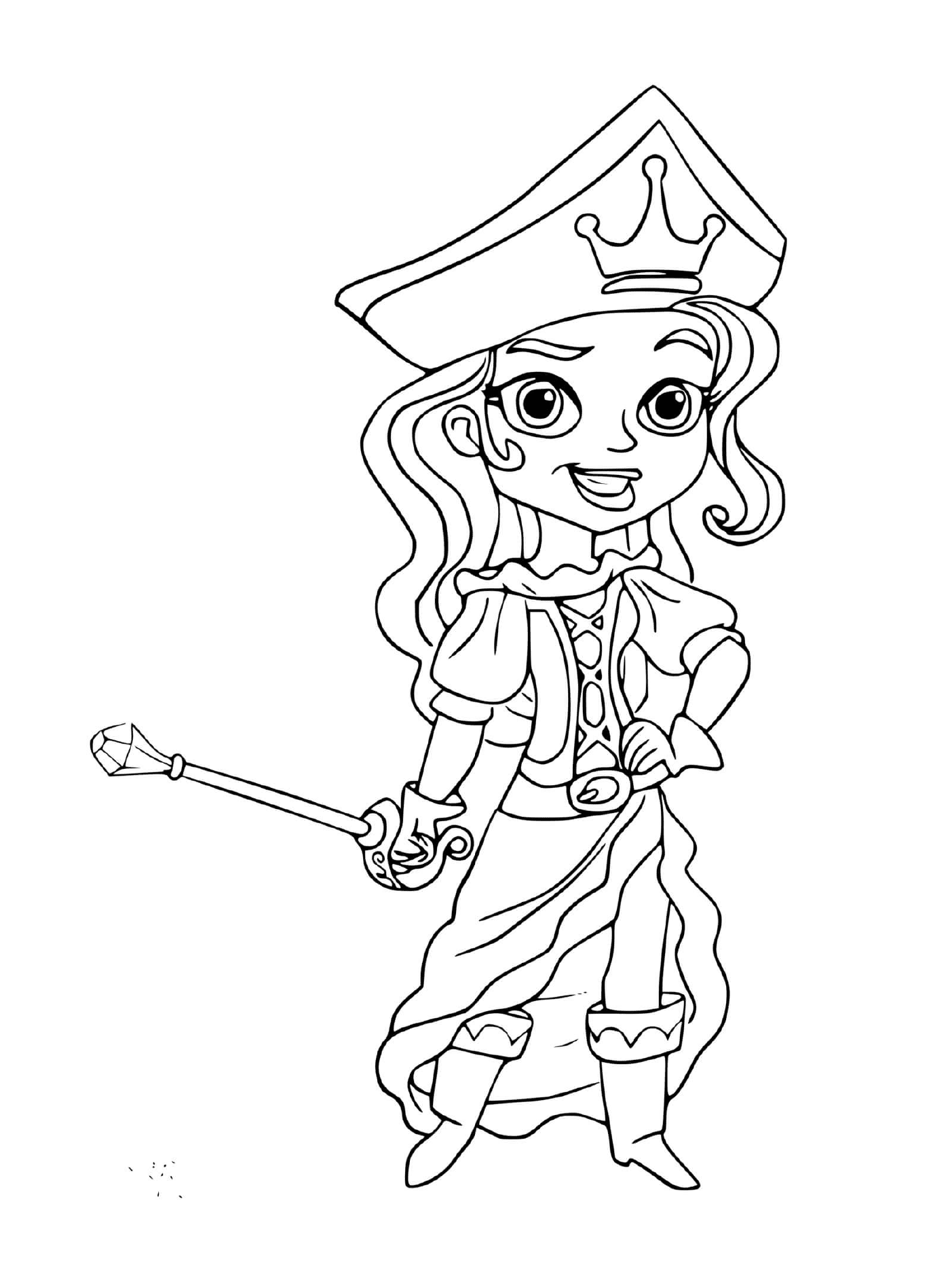 coloriage pirate fille avec un epee