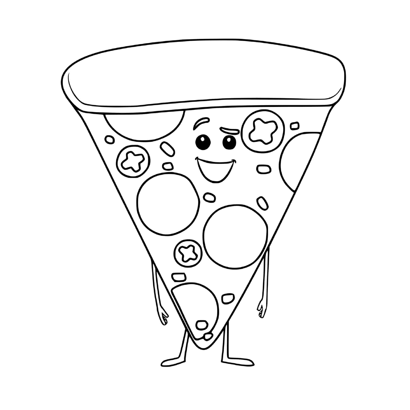 coloriage morceau de pizza rigolote