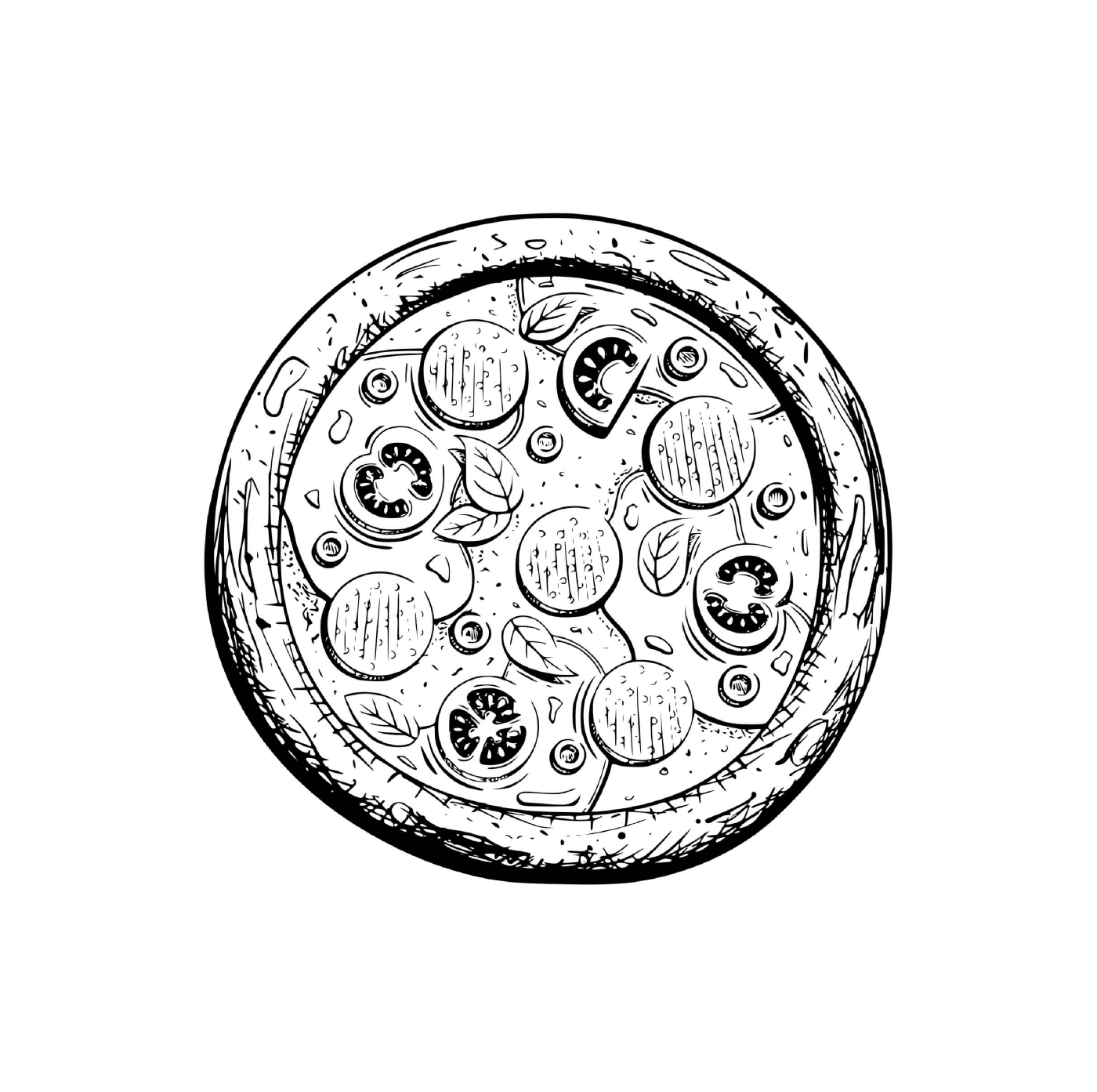 coloriage pizza carbonara avec mozzarella et parmesan