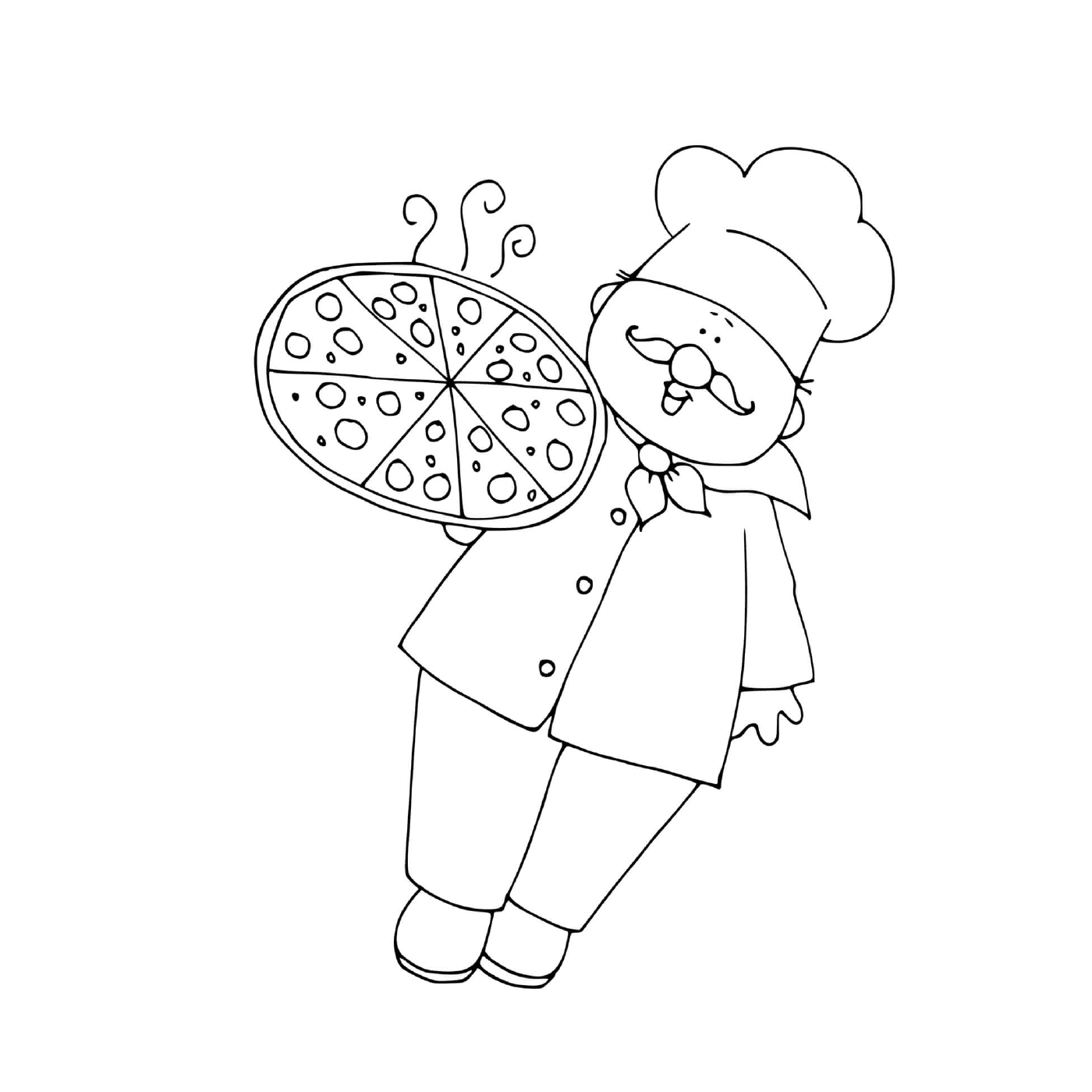 coloriage chef cuisine de la pizza