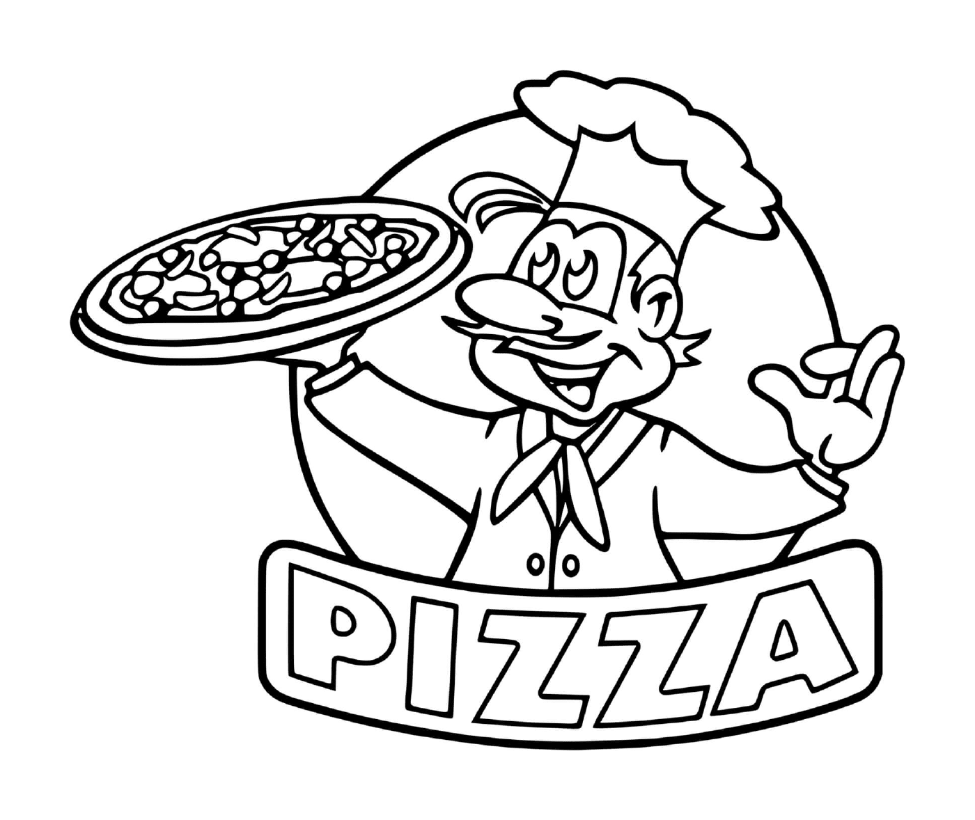 coloriage logo pizza chef restaurant