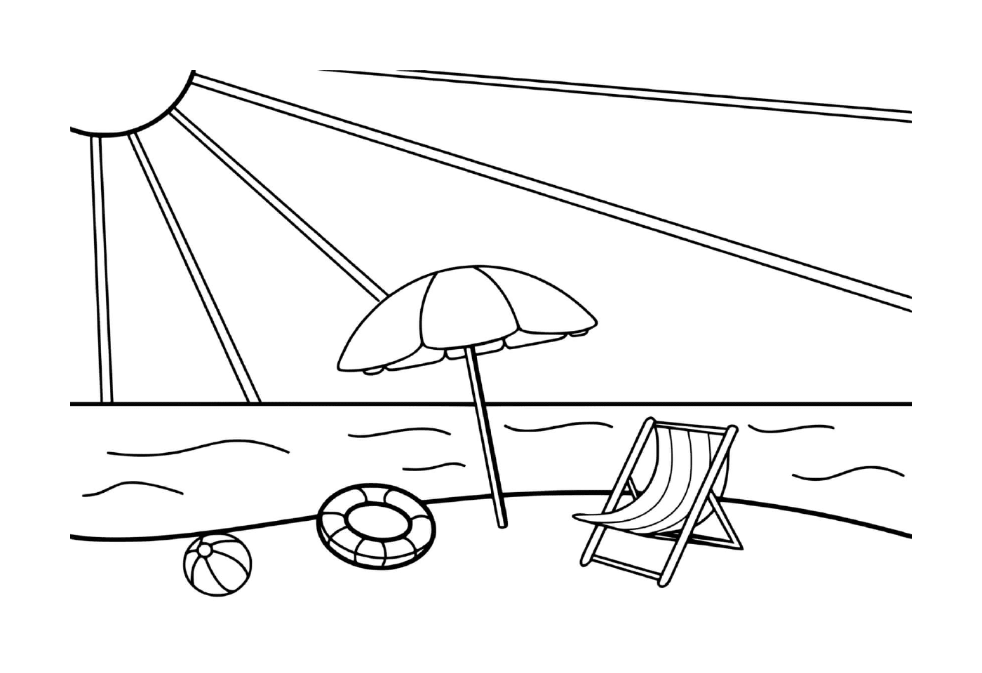 coloriage plage soleil vacance