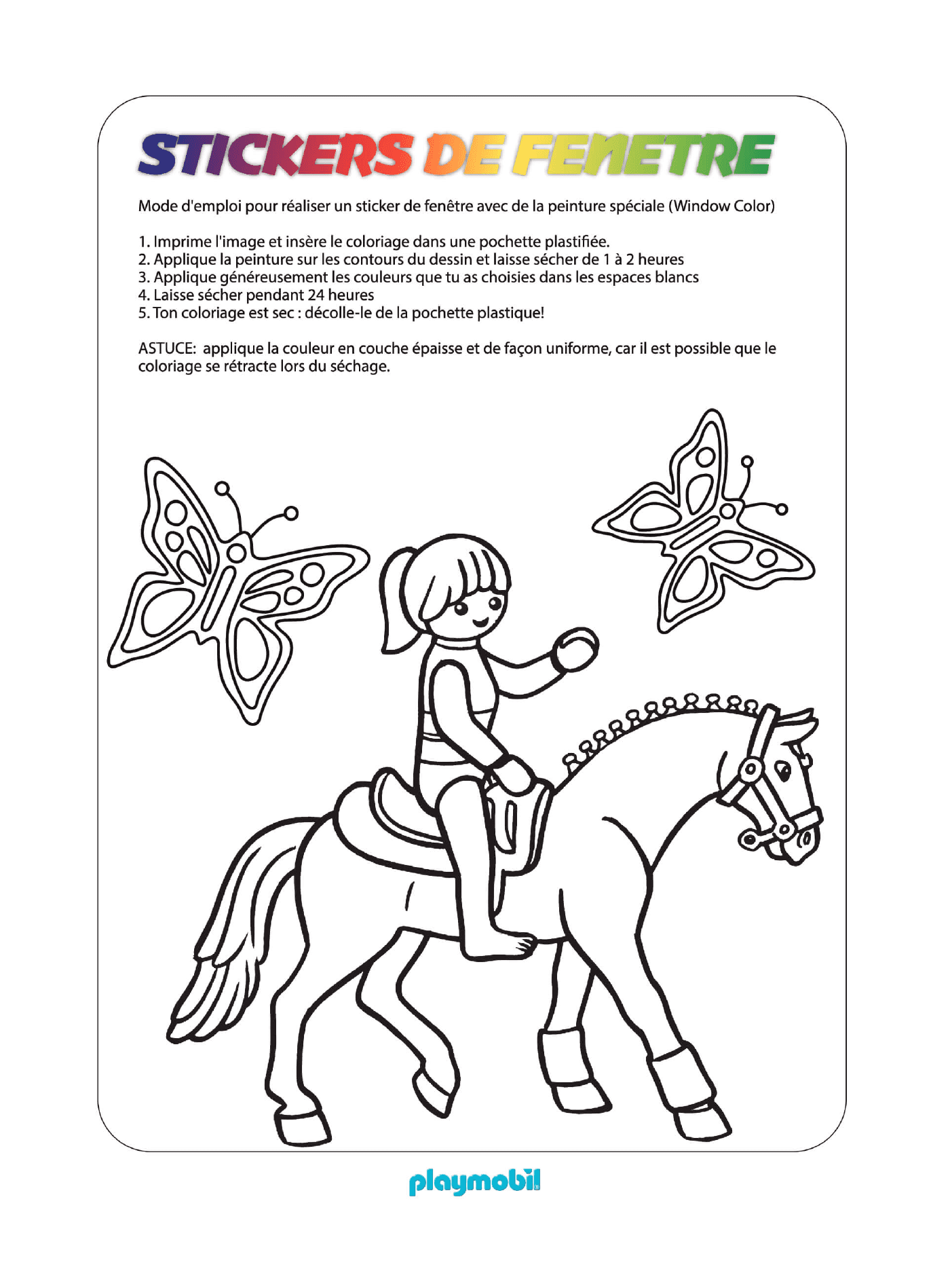 coloriage fille playmobil sur un cheval