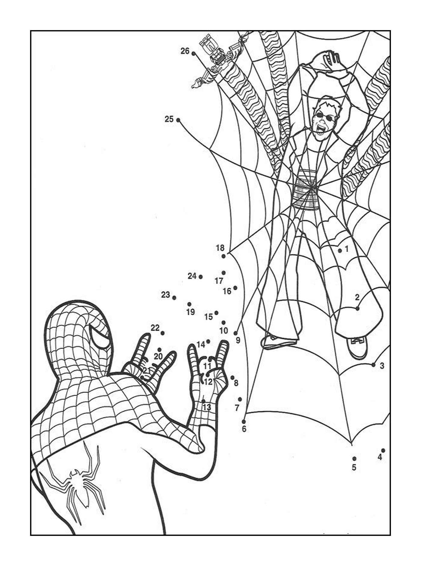 coloriage 3 points a relier spider man