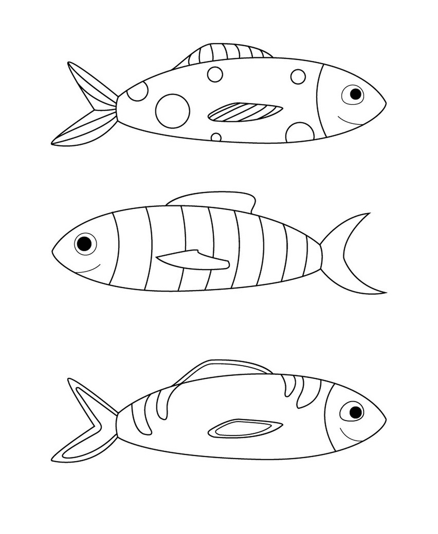 coloriage trois grands poisson avril