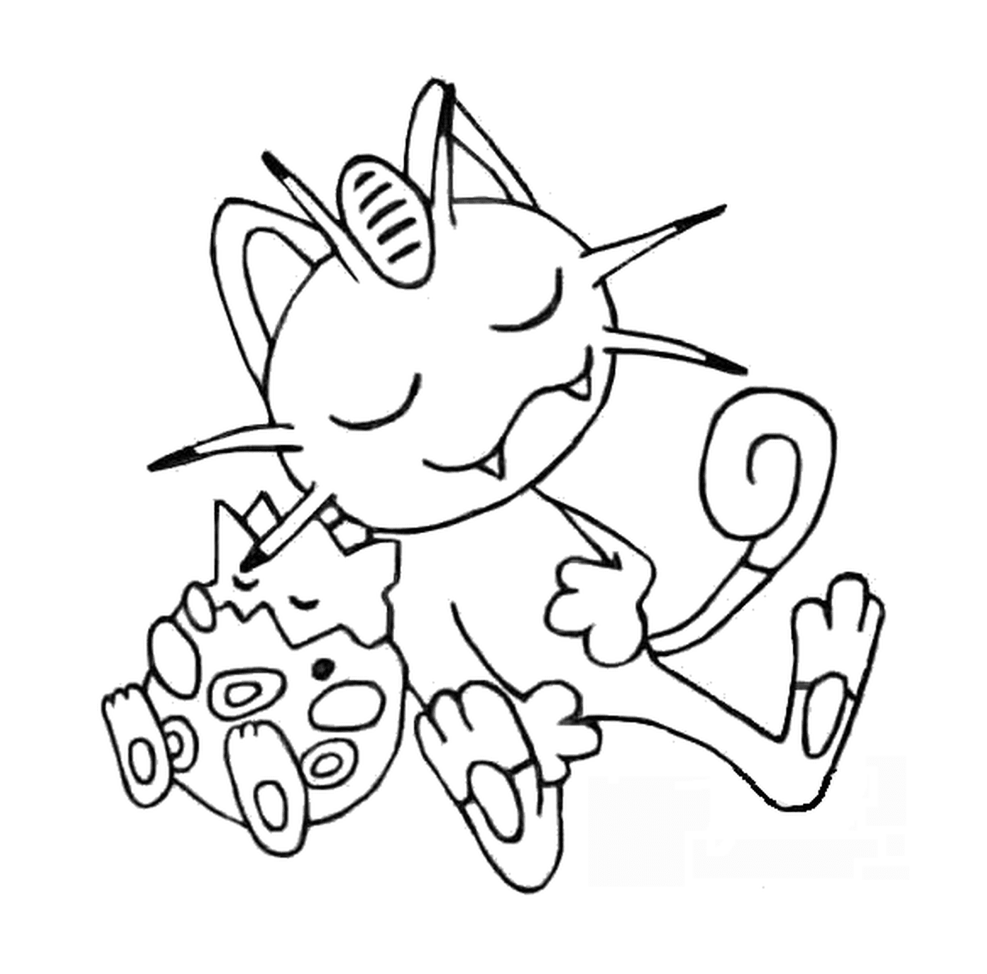 coloriage pokemon 052 Meowth Togepi