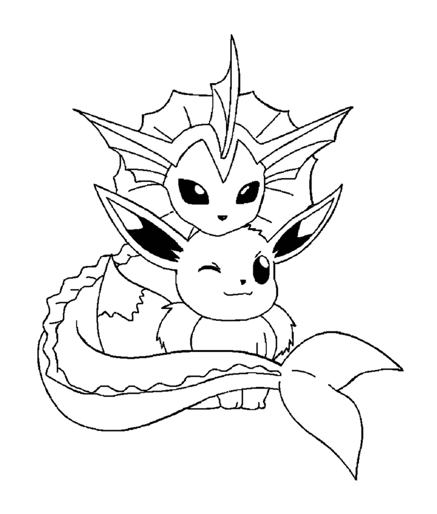 coloriage vaporeon and eevee