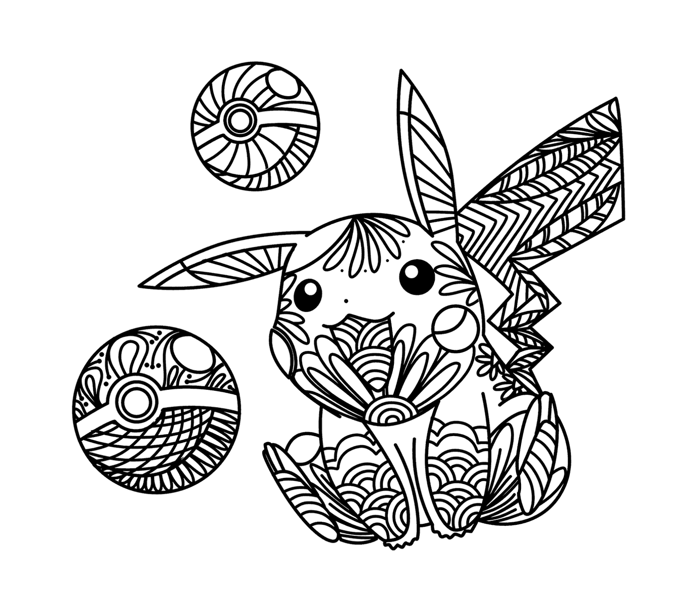 coloriage Zen Pikachu mandala