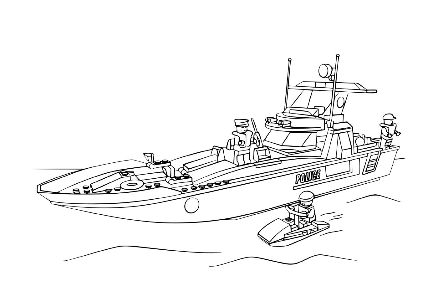 coloriage lego police bateau navigatio maritime