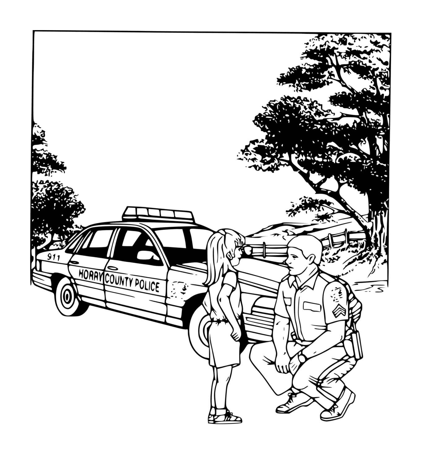 une fillette et un policier