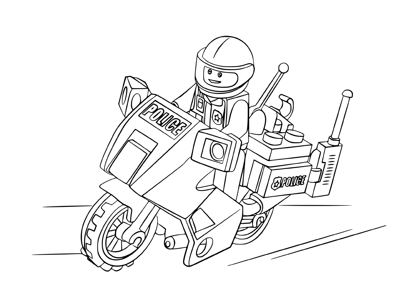 coloriage police lego en moto