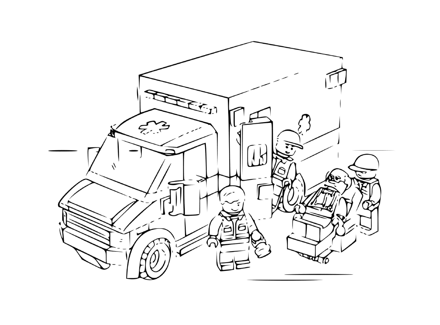 coloriage lego police ambulance