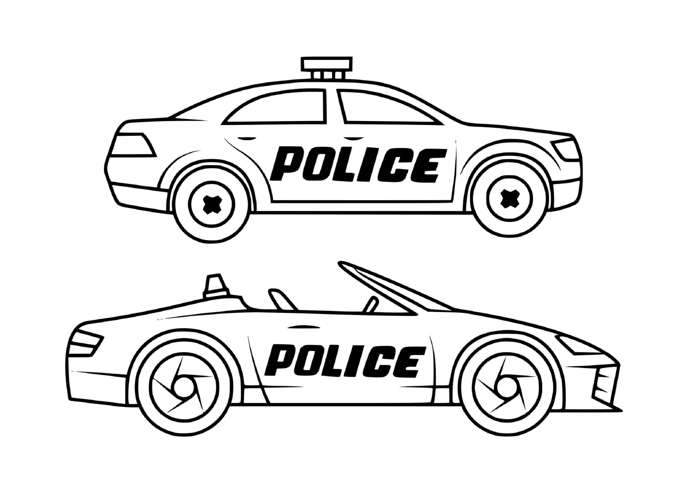 coloriage deux voitures de polices rapides Gendarmerie