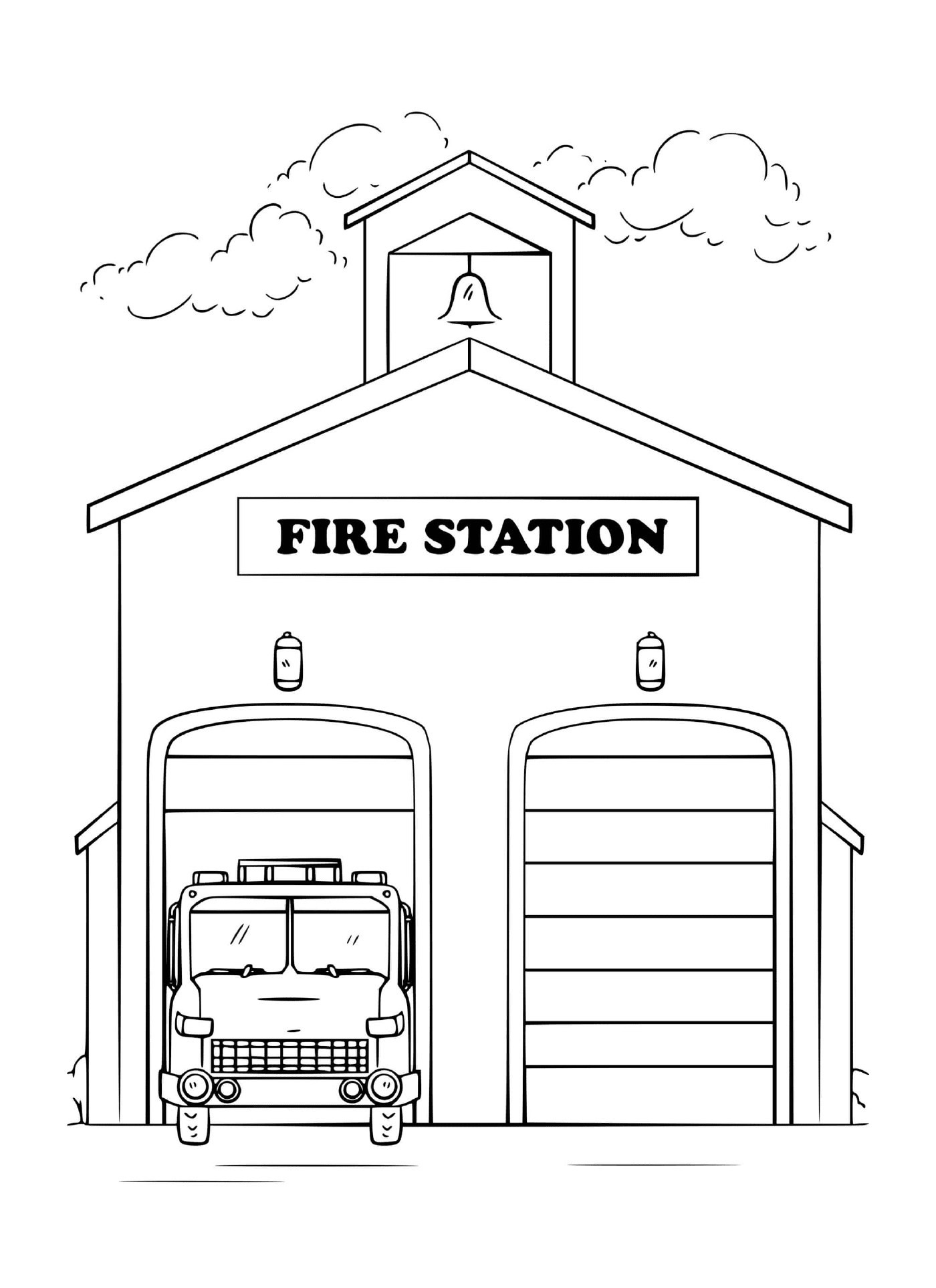 coloriage caserne de pompier contre les incendies