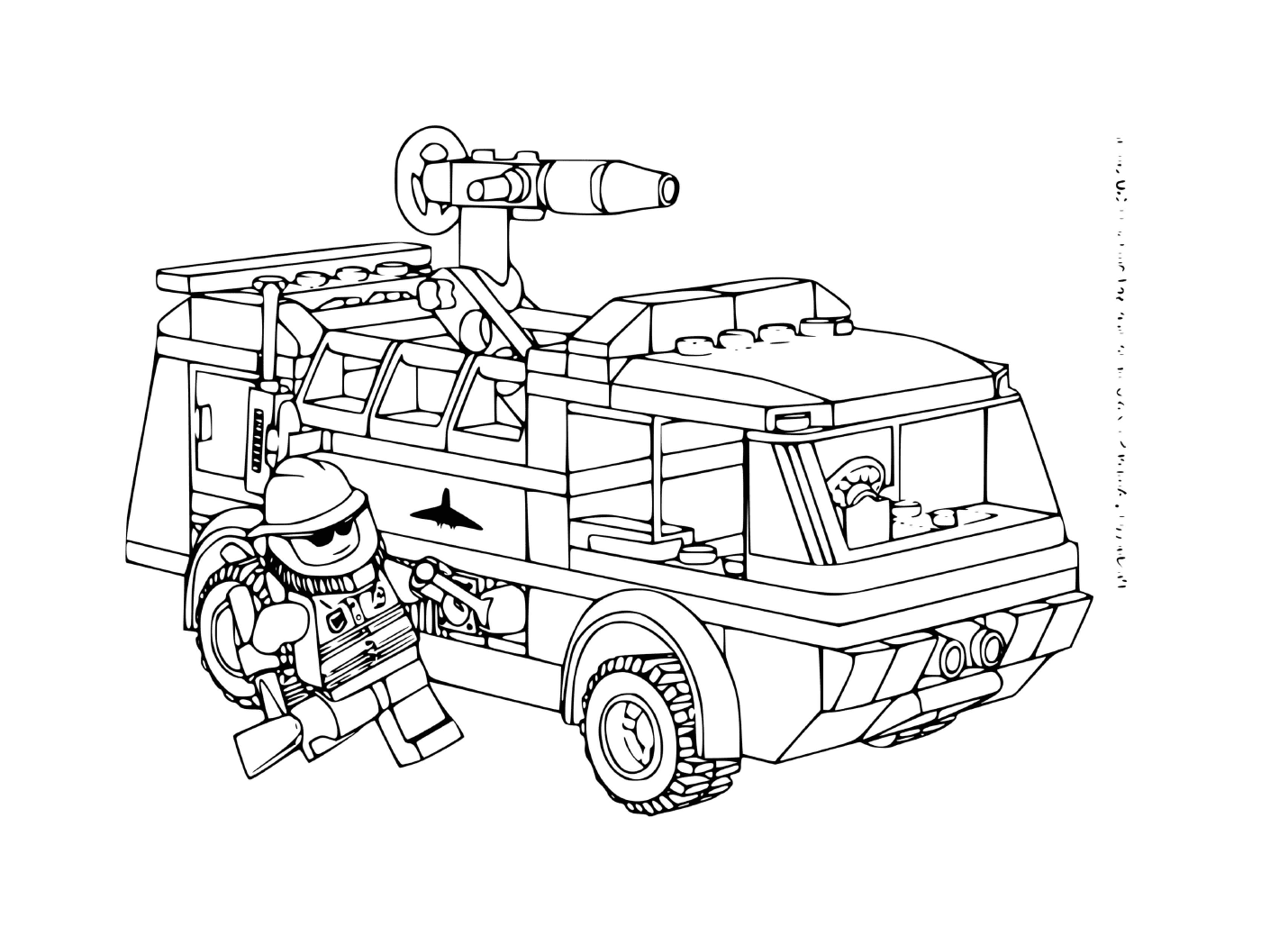 coloriage lego camion de pompiers