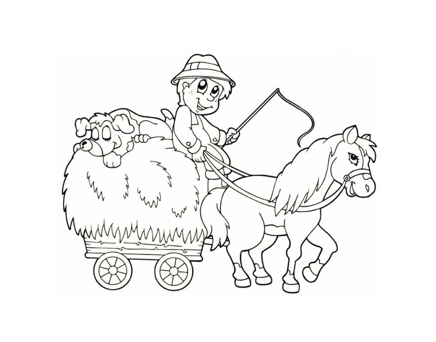 coloriage fermier avec le poney