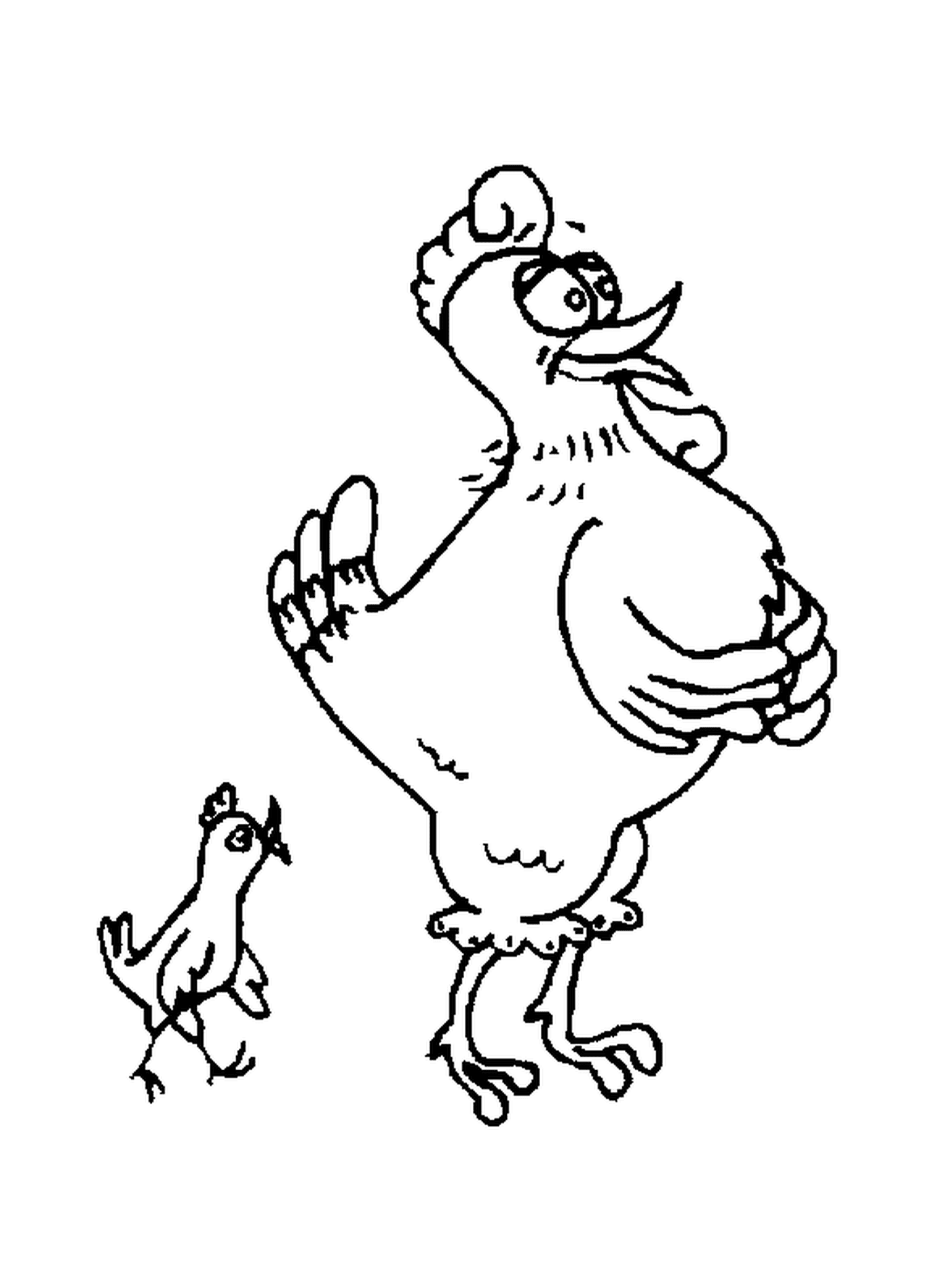 coloriage paques une poule avec son poussin