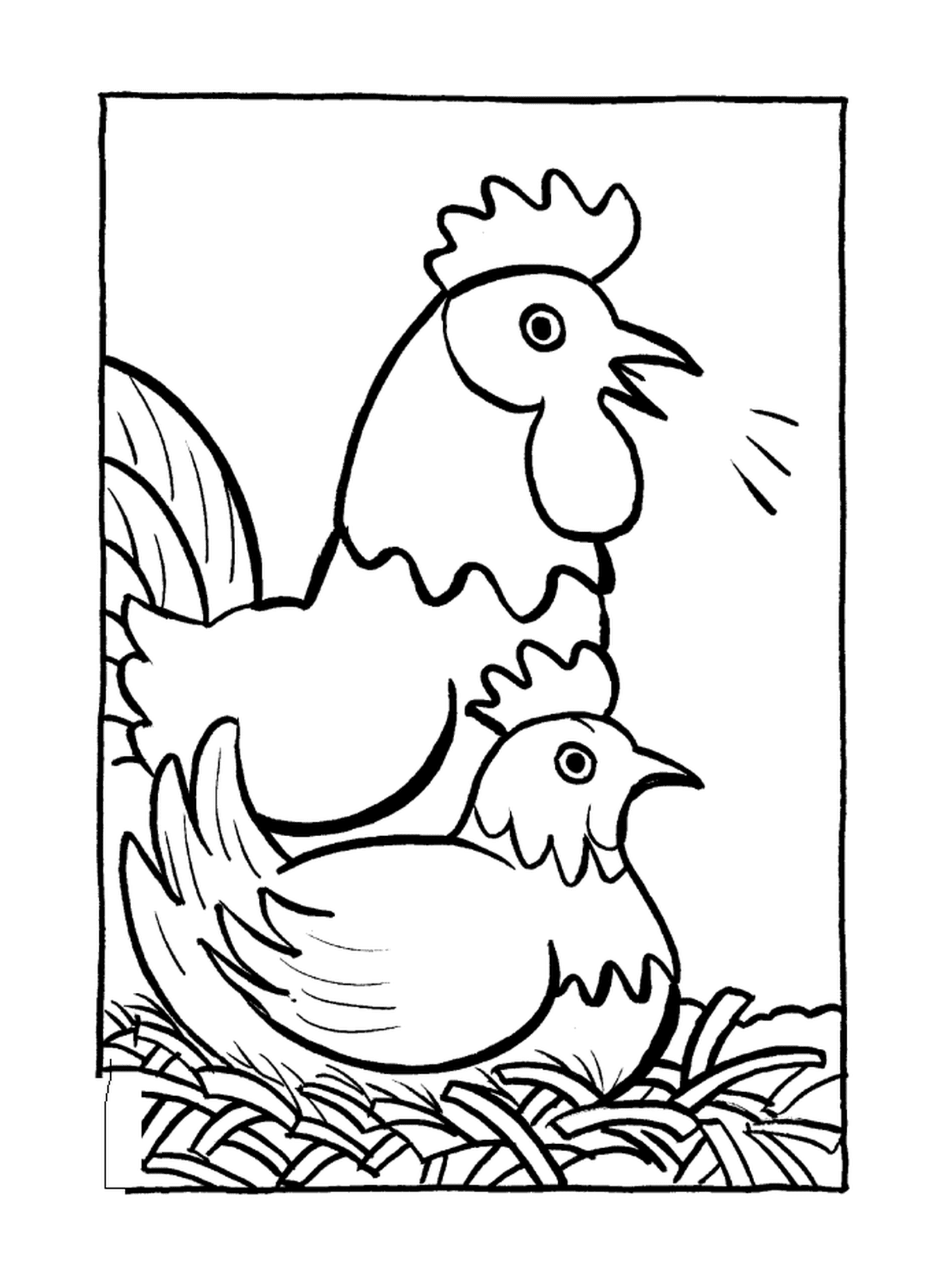 paques un coq et une poule