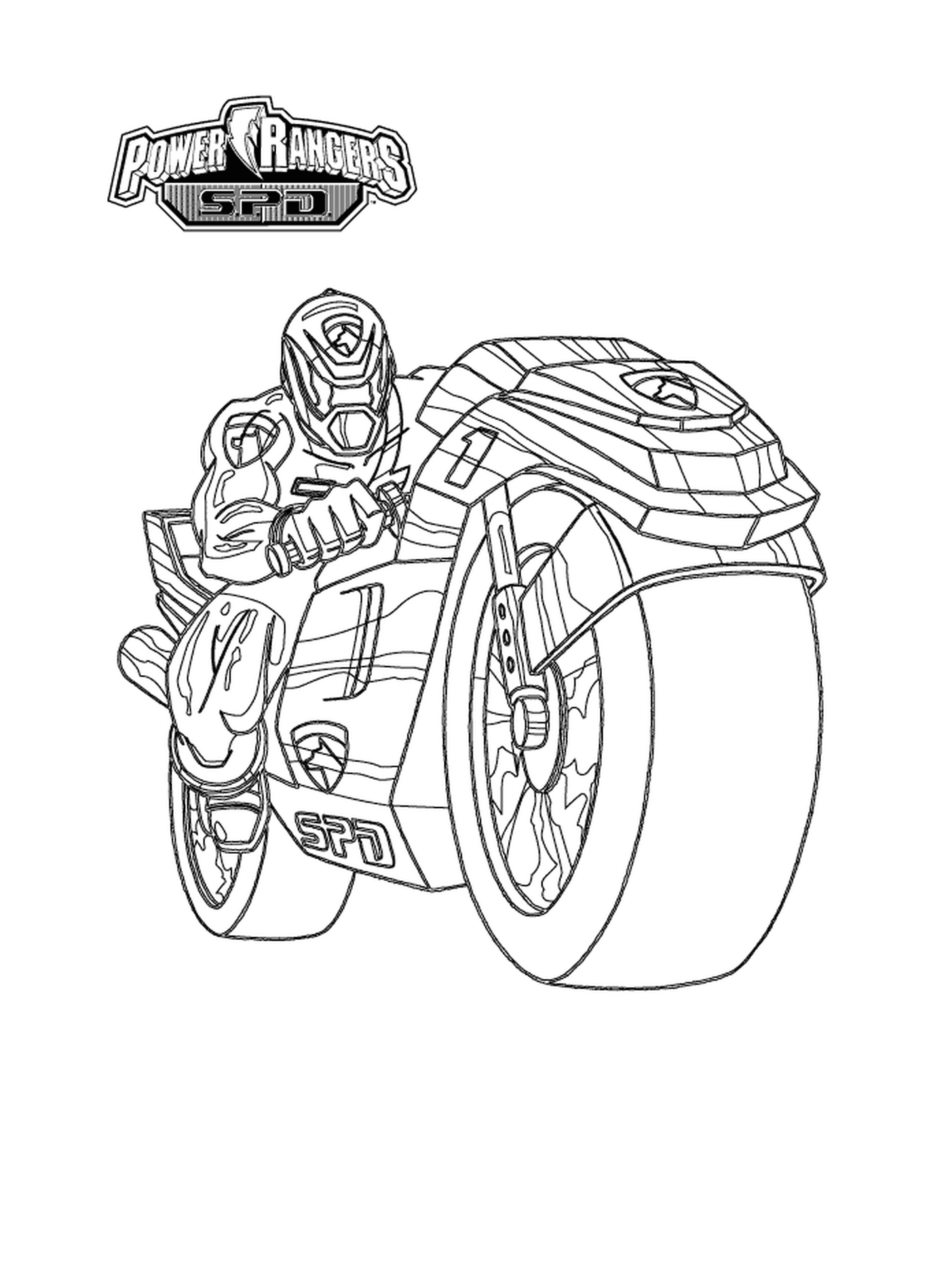 coloriage power rangers motorcycle moto