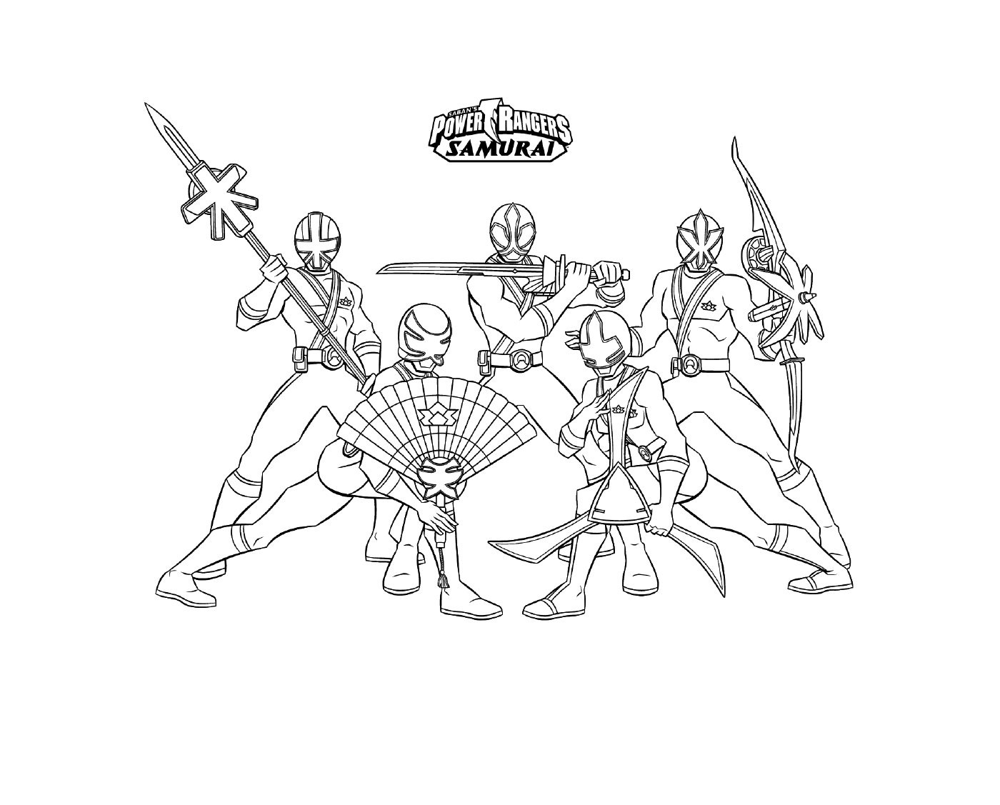 coloriage samurai power rangers equipe