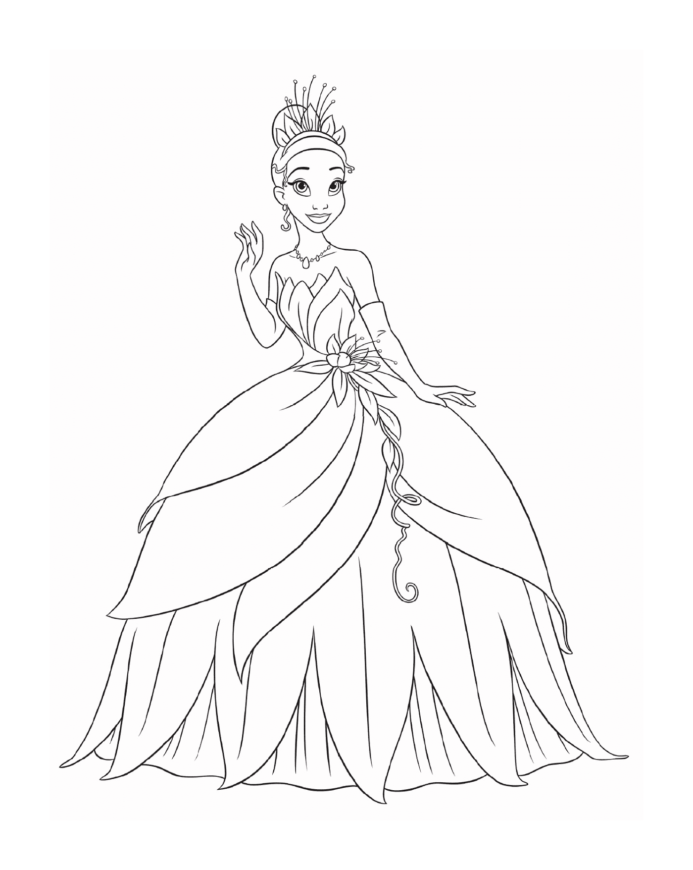 coloriage Princesse Tiana du film Disney La Princesse et la Grenouille 2009