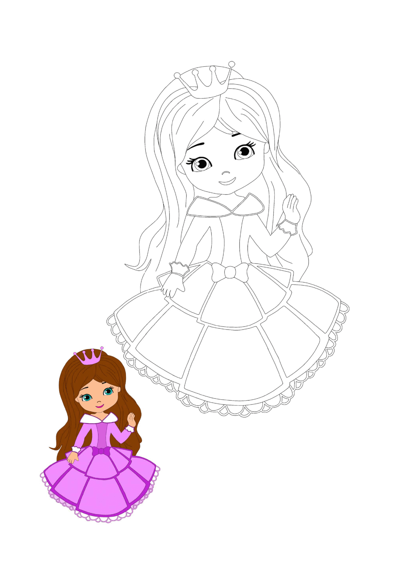coloriage Petit Fille Princesse