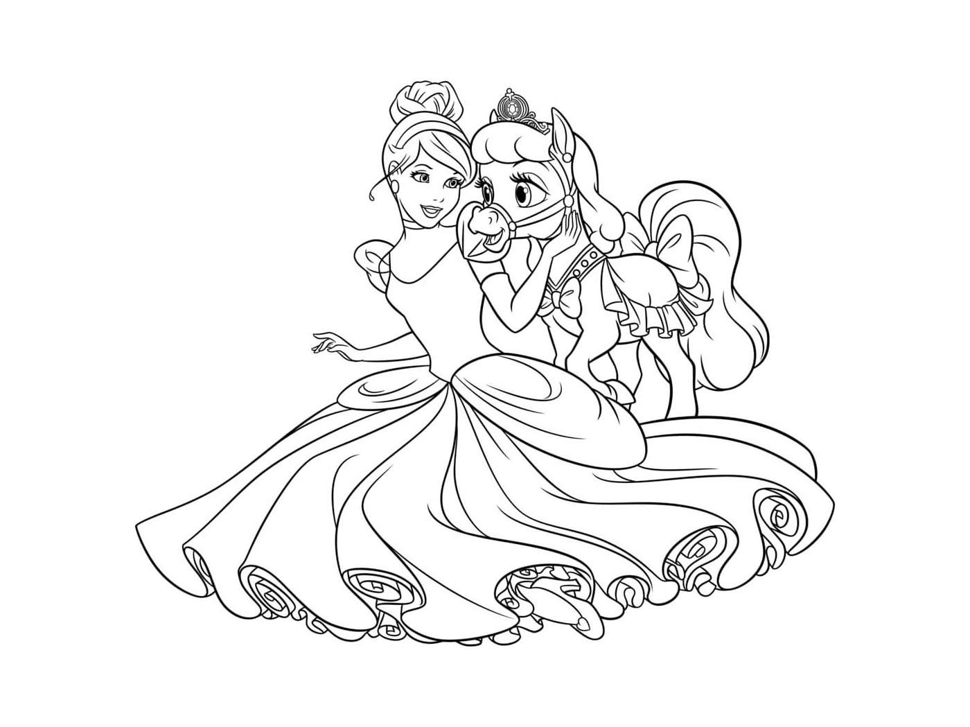 coloriage princesse et sa licorne