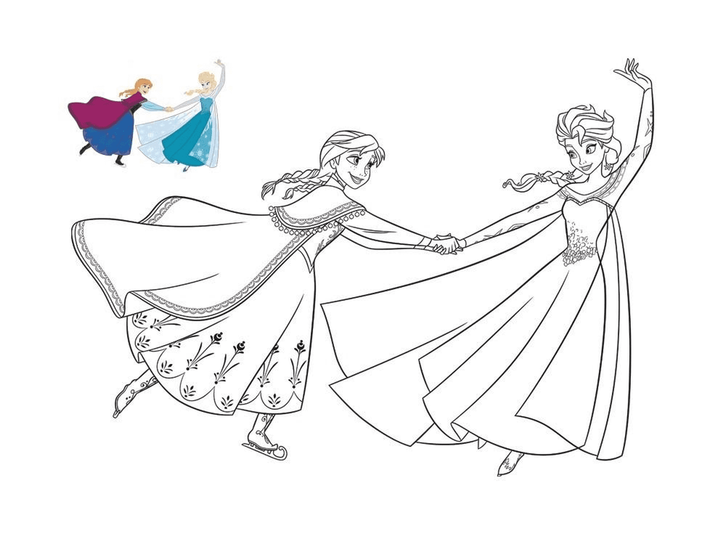 coloriage Princesse Disney Elsa et Anna La Reine des Neiges