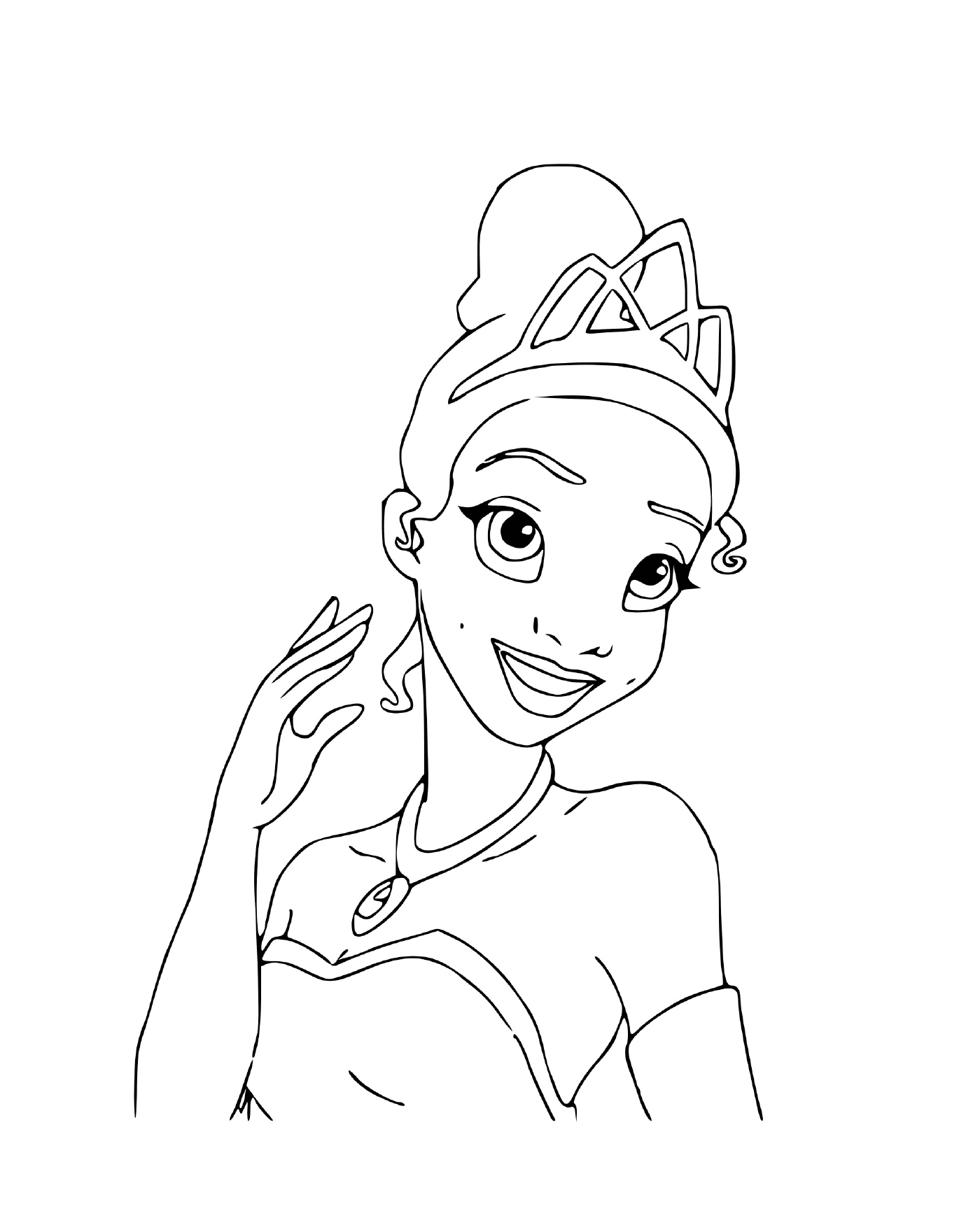 coloriage Tiana premiere princesse Disney afro americaine dans le film La Princesse et la Grenouille