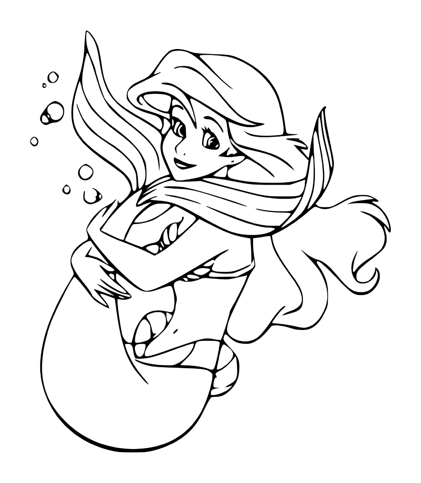 coloriage Ariel Mermaid aventureuse et curieuse du monde