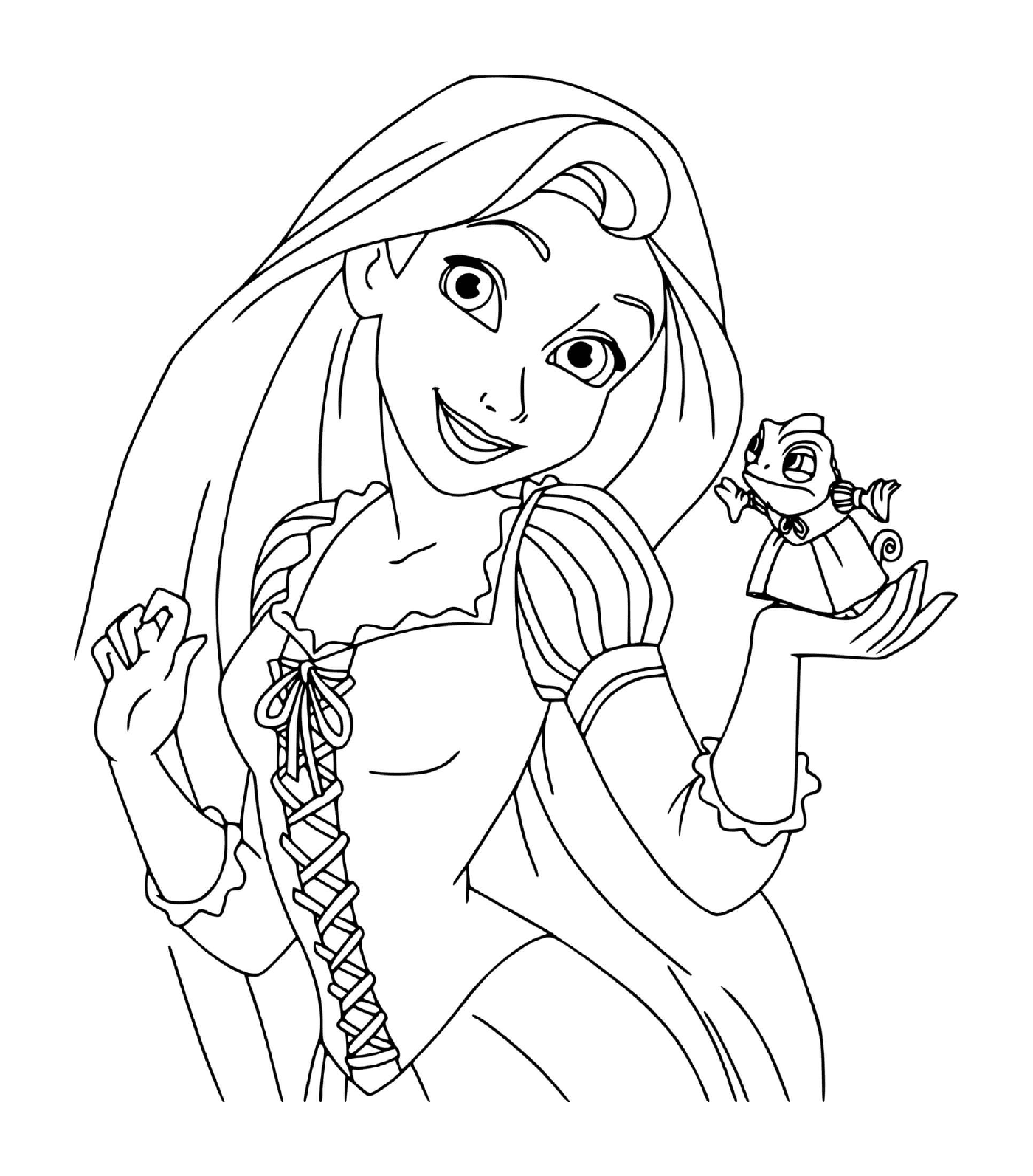 coloriage La princesse Raiponce Rapunzel du conte Raiponce des freres Grimm