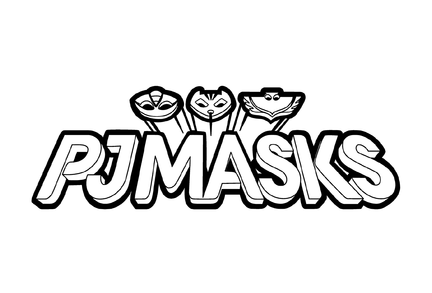 coloriage Pyjamasques Logo Black and White Clipart