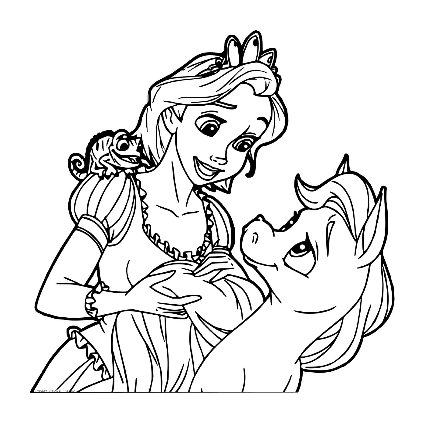 coloriage raiponce adore les animaux